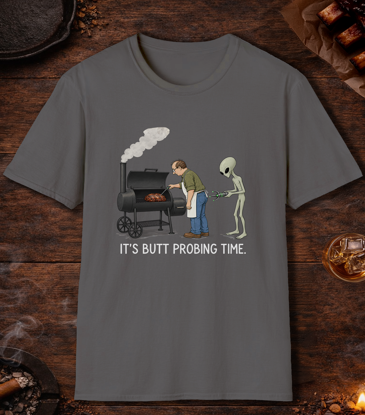 Butt Probing Time T-Shirt - Charcoal