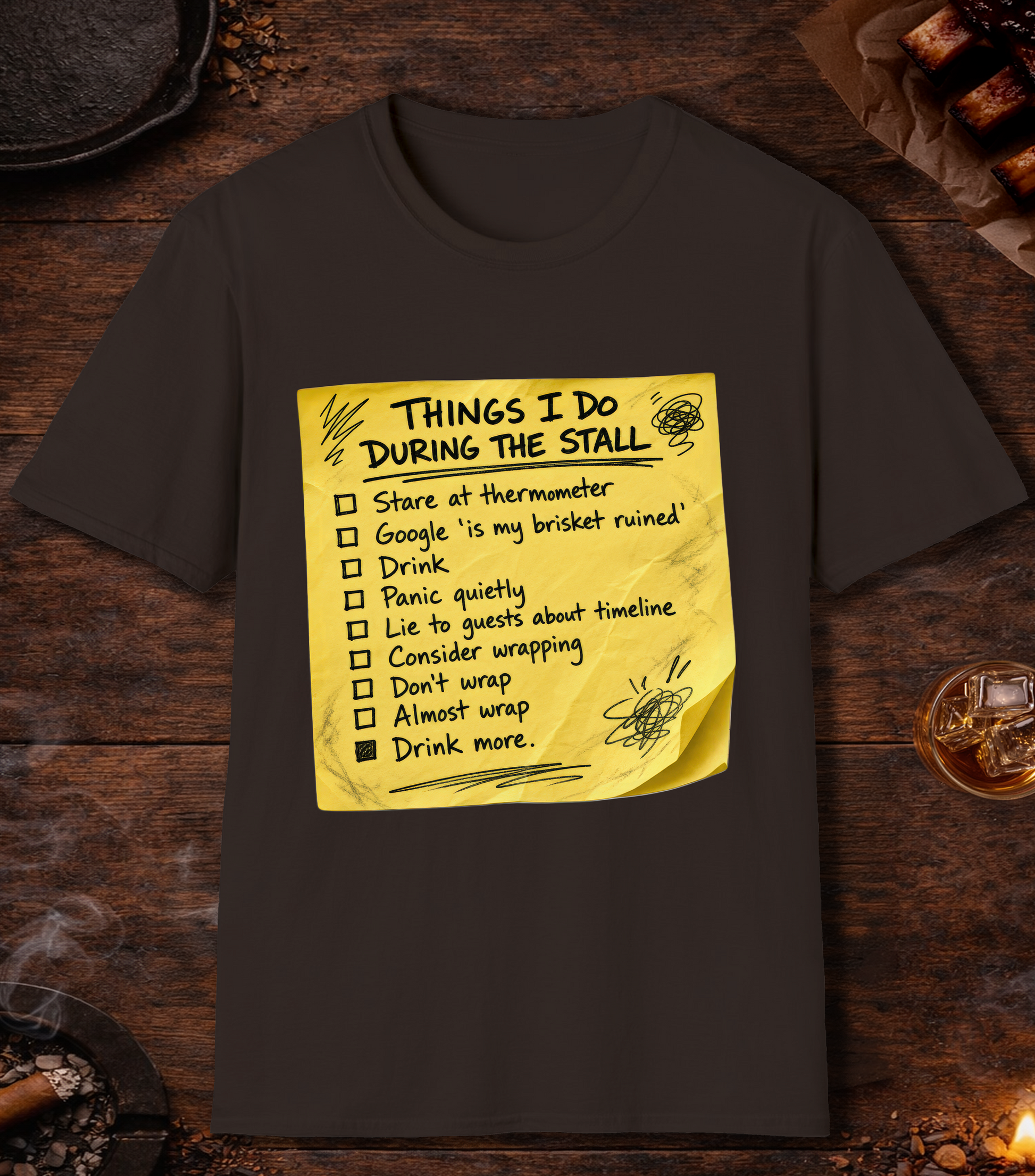Things I Do During Stall T-Shirt - Dark Chocolate