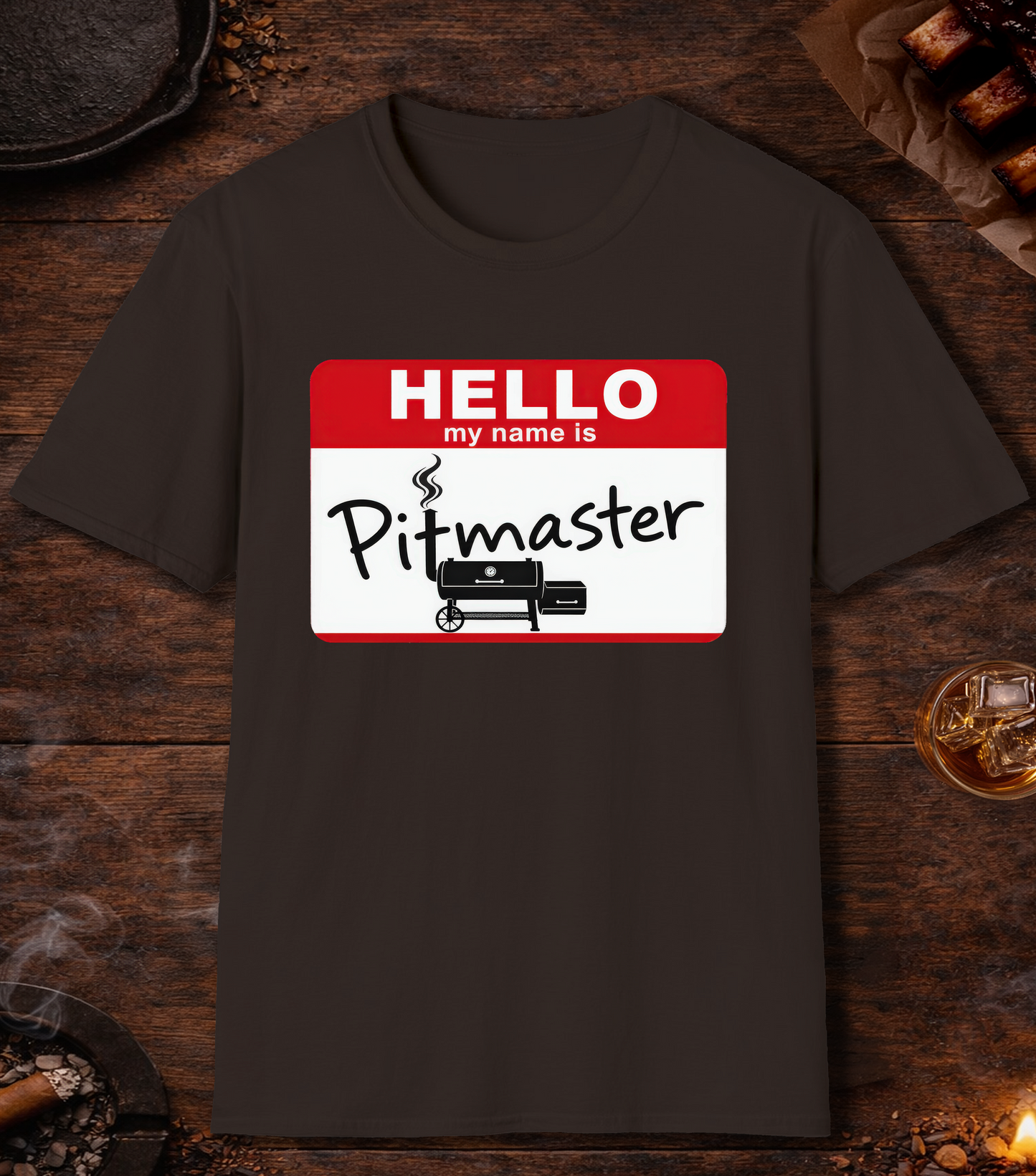 Hello My Name Is Pitmaster T-Shirt - Dark Chocolate