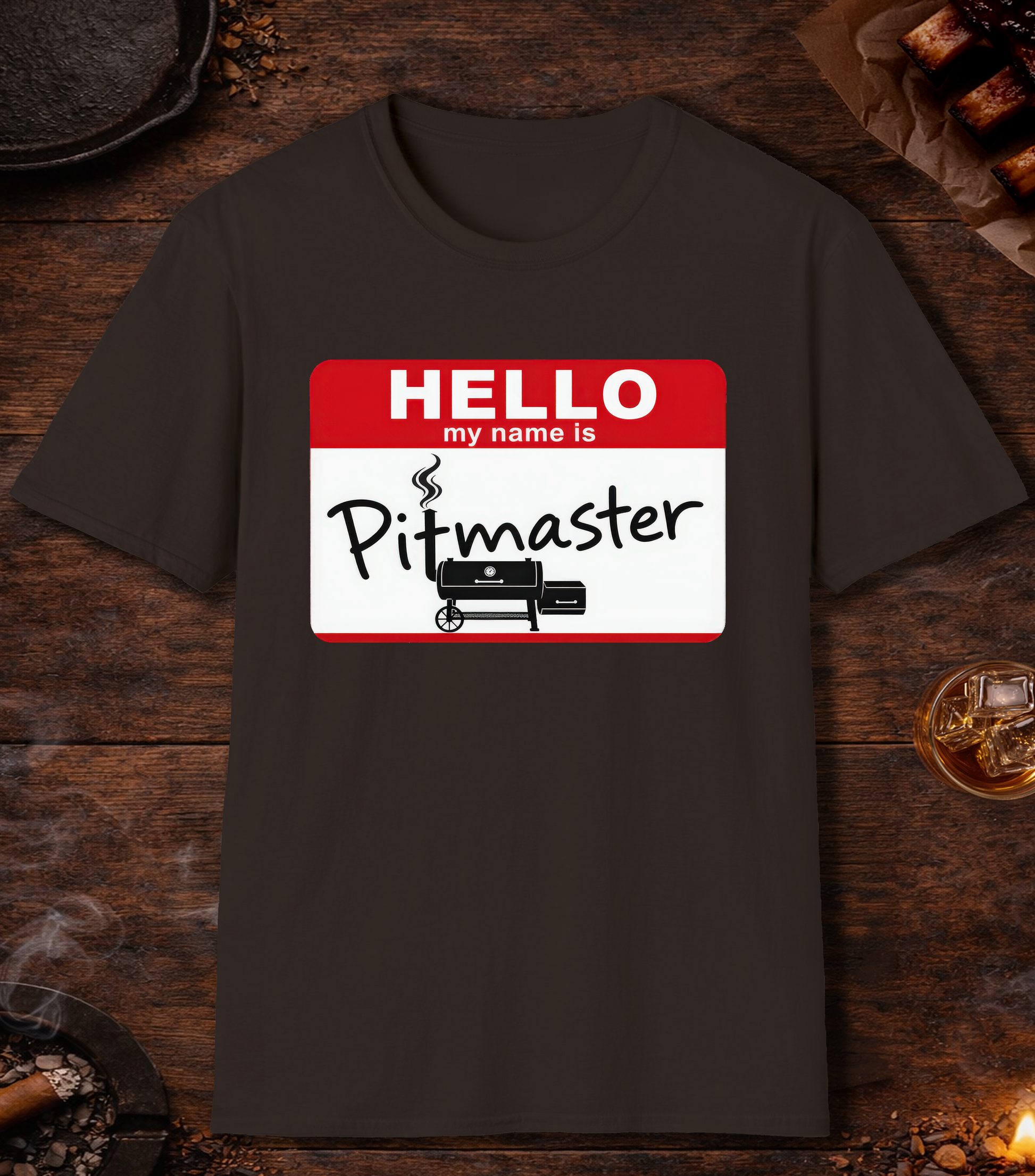 Hello My Name Is Pitmaster T-Shirt - Dark Chocolate
