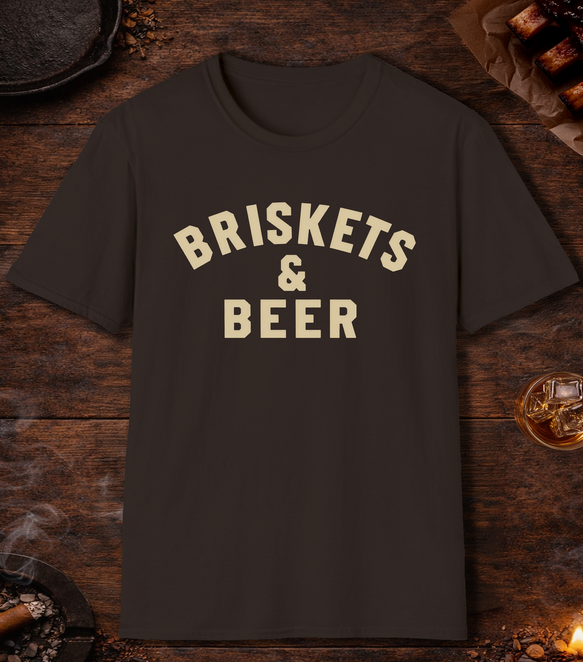 Briskets And Beer T-Shirt - Dark Chocolate