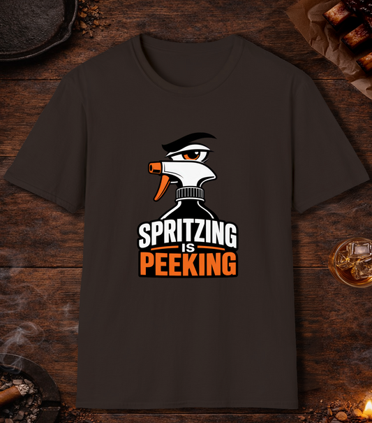Spritzing Is Peeking T-Shirt - Dark Chocolate