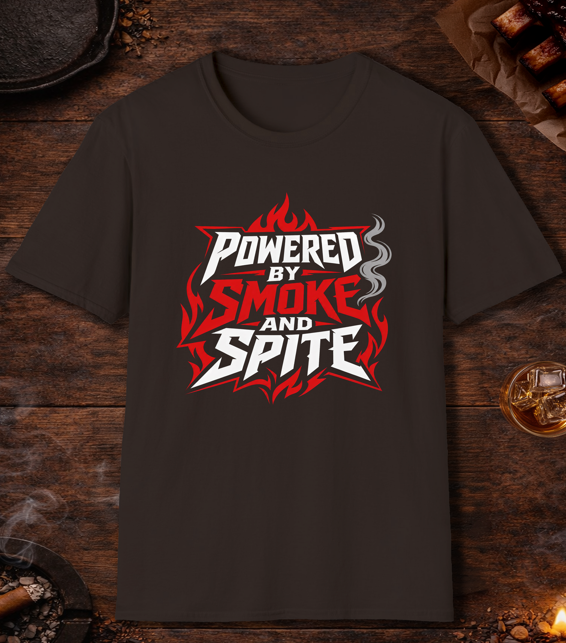 Powered By Smoke and Spite T-Shirt - Dark Chocolate