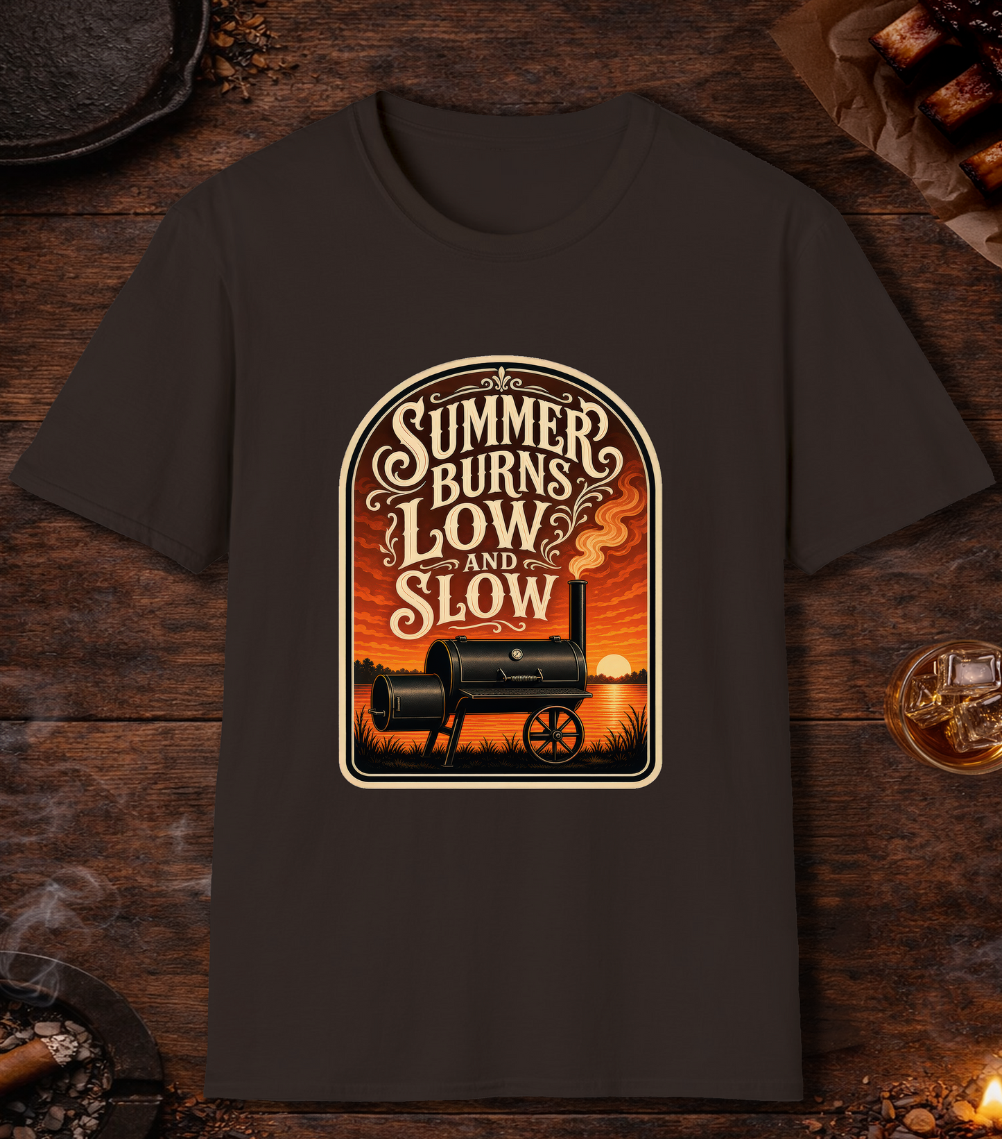 Summer Burns Low Slow T-Shirt - Dark Chocolate