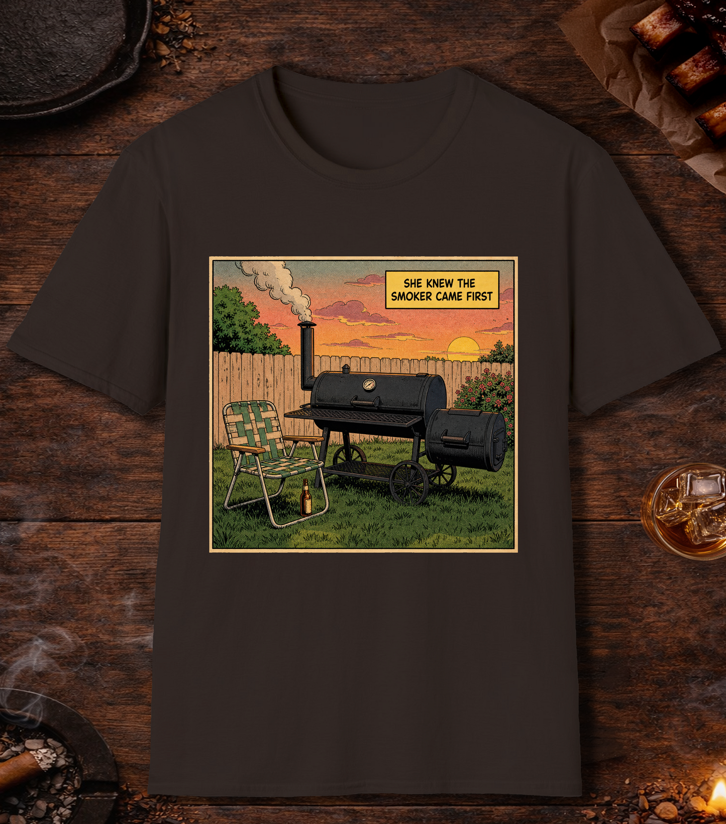 Smoker Came First T-Shirt - Dark Chocolate