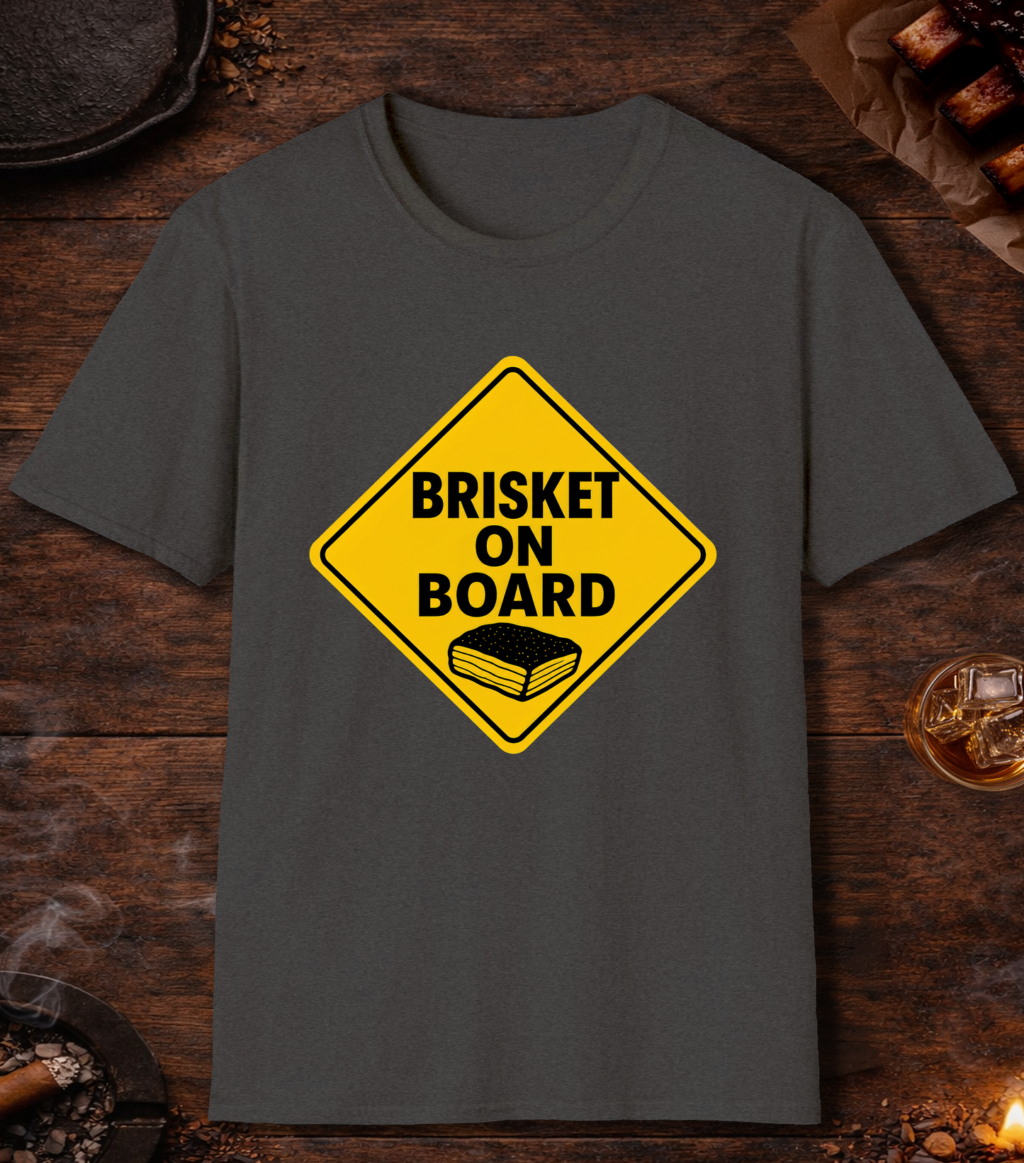 Brisket on Board T-Shirt - Dark Heather