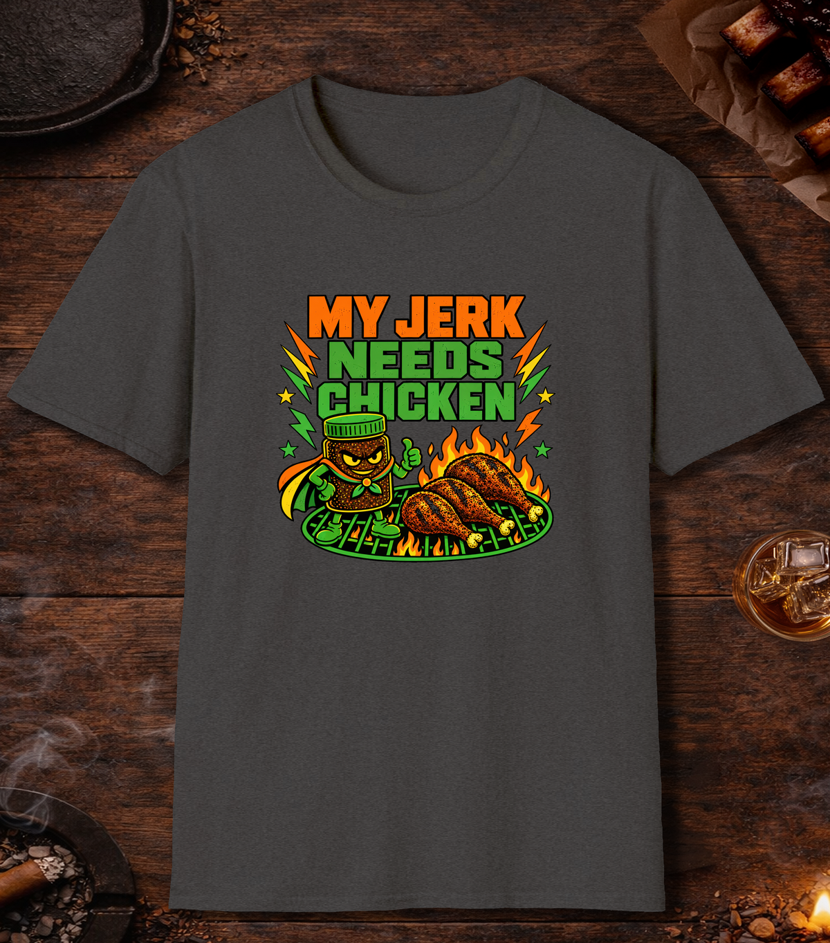 Jerk Needs Chicken - Dark Heather