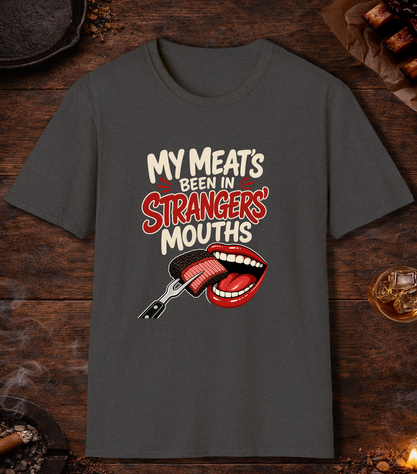 Meat in Strangers Mouths T-Shirt - Dark Heather