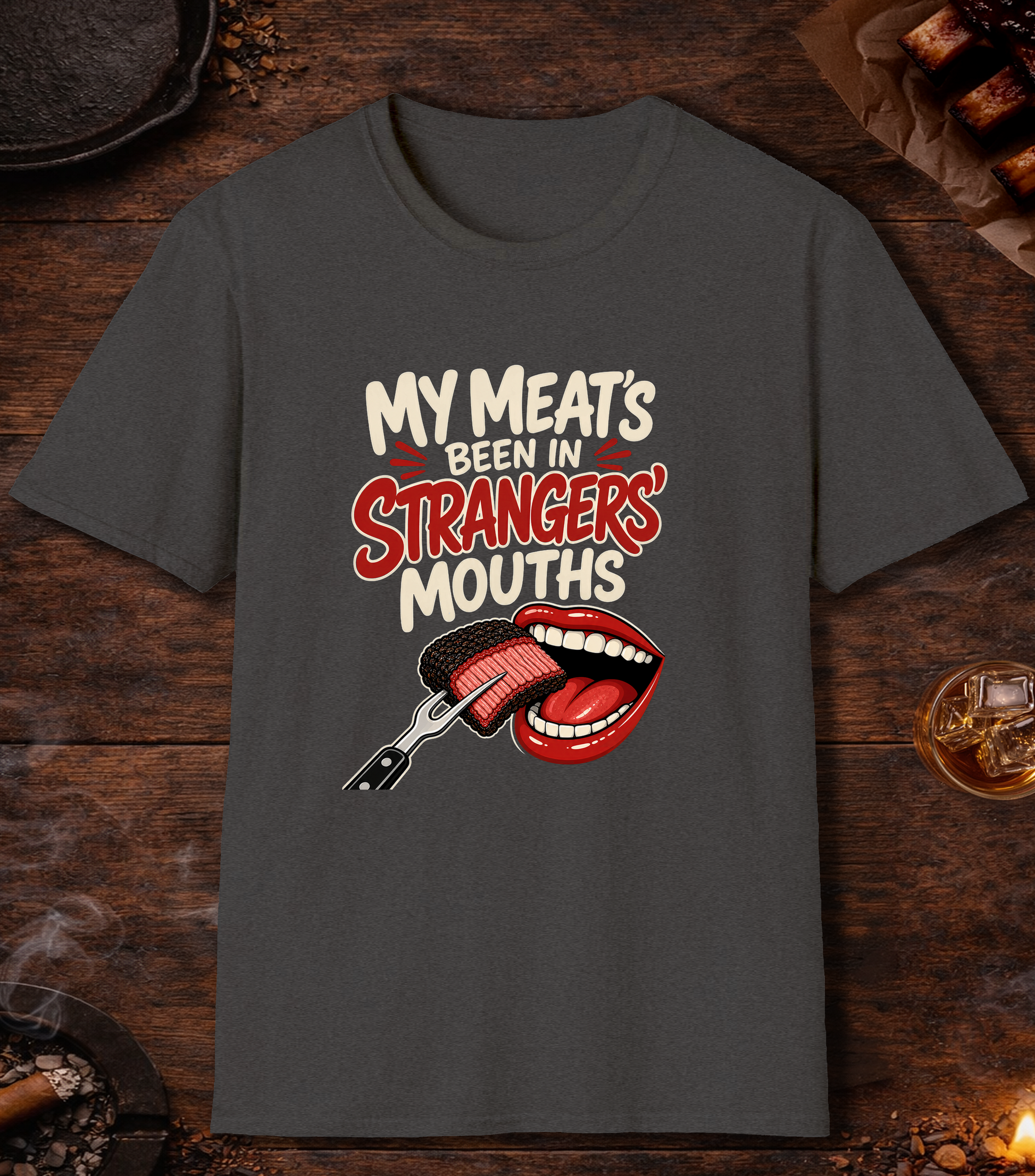 Meat in Strangers Mouths T-Shirt - Dark Heather