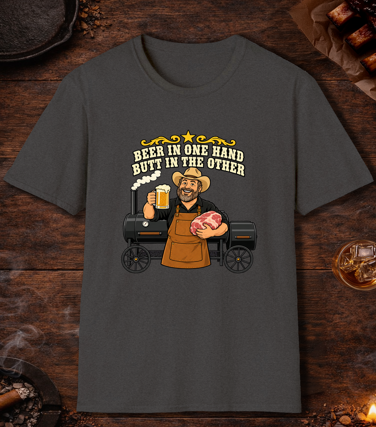 Beer and Butt - Dark Heather