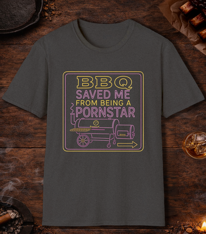 BBQ Saved Me Neon T-Shirt - Dark Heather