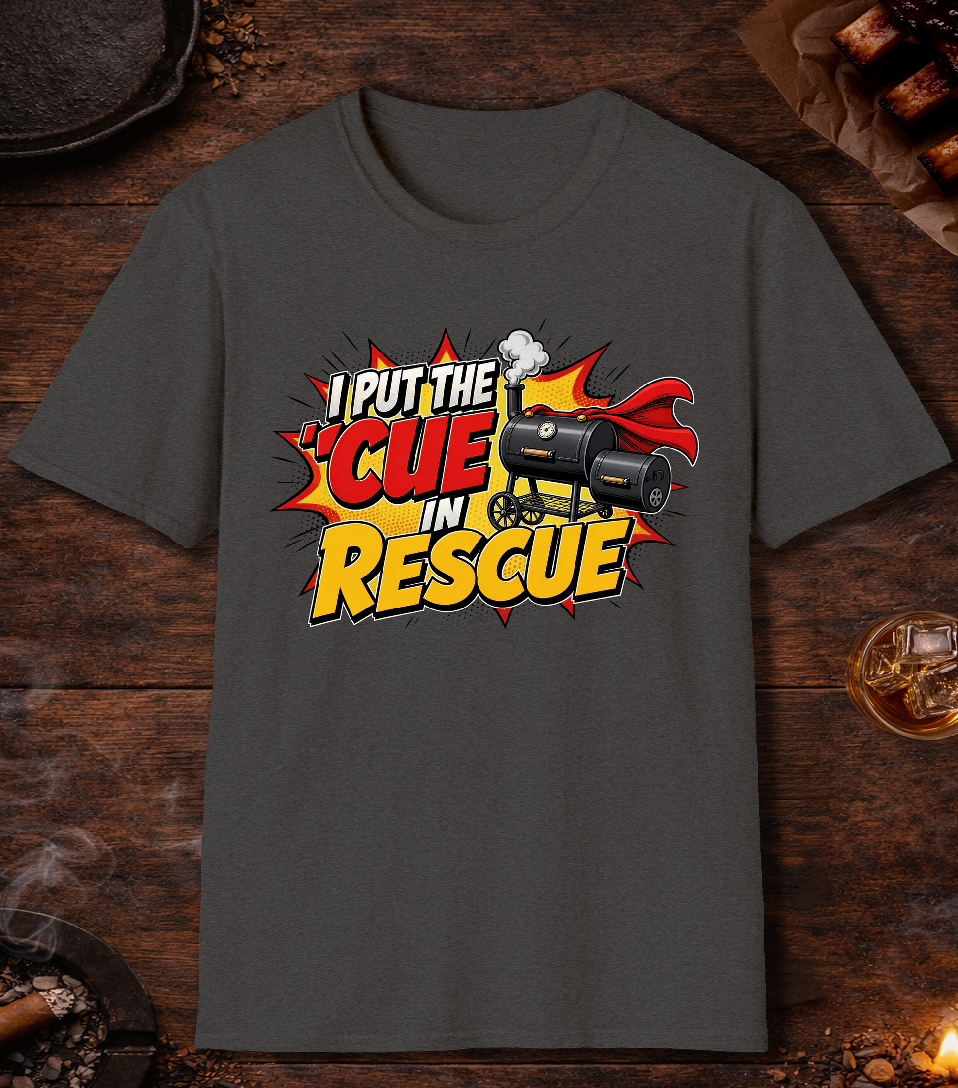 Cue in Rescue T-Shirt - Dark Heather