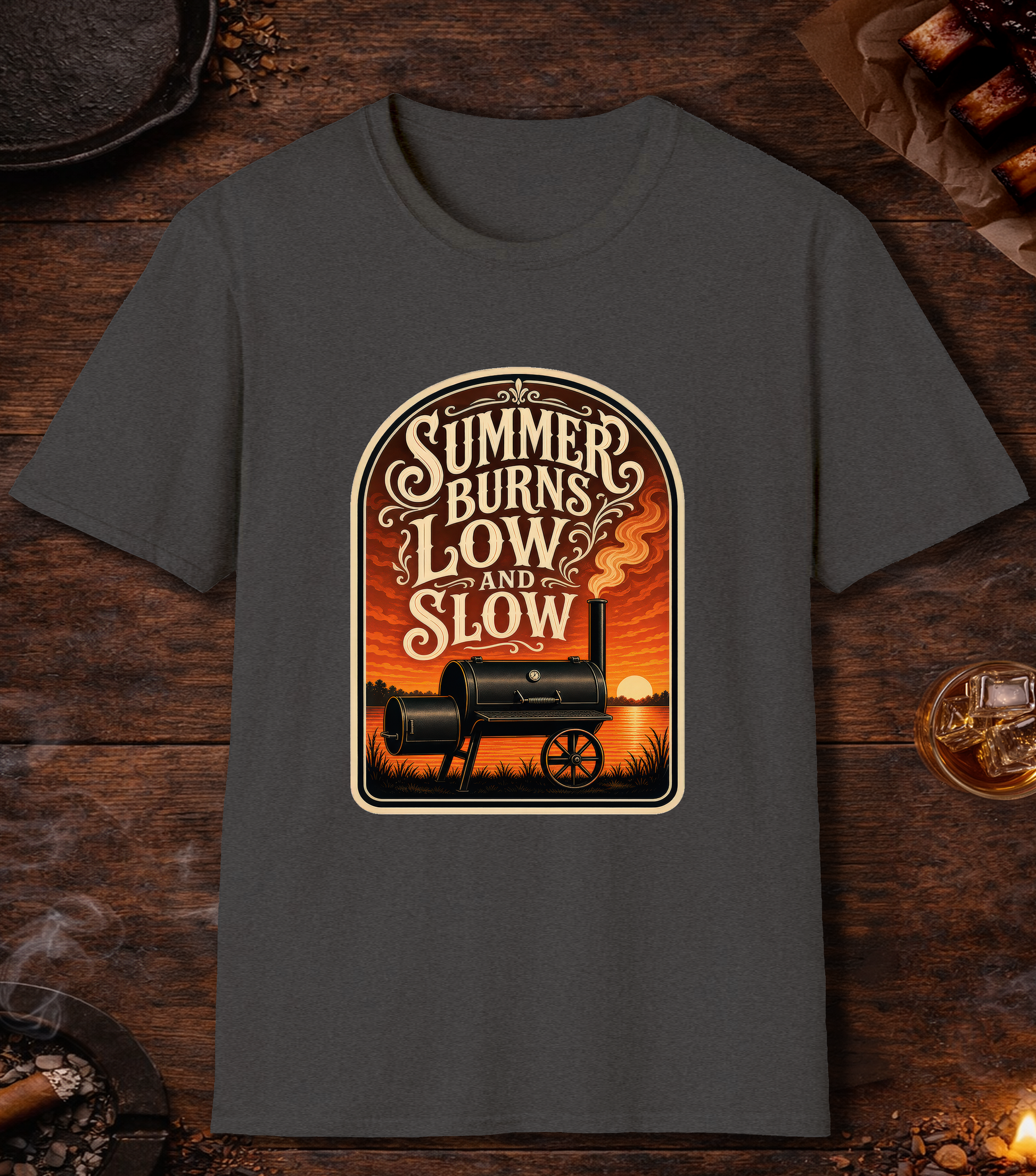 Summer Burns Low Slow T-Shirt - Dark Heather