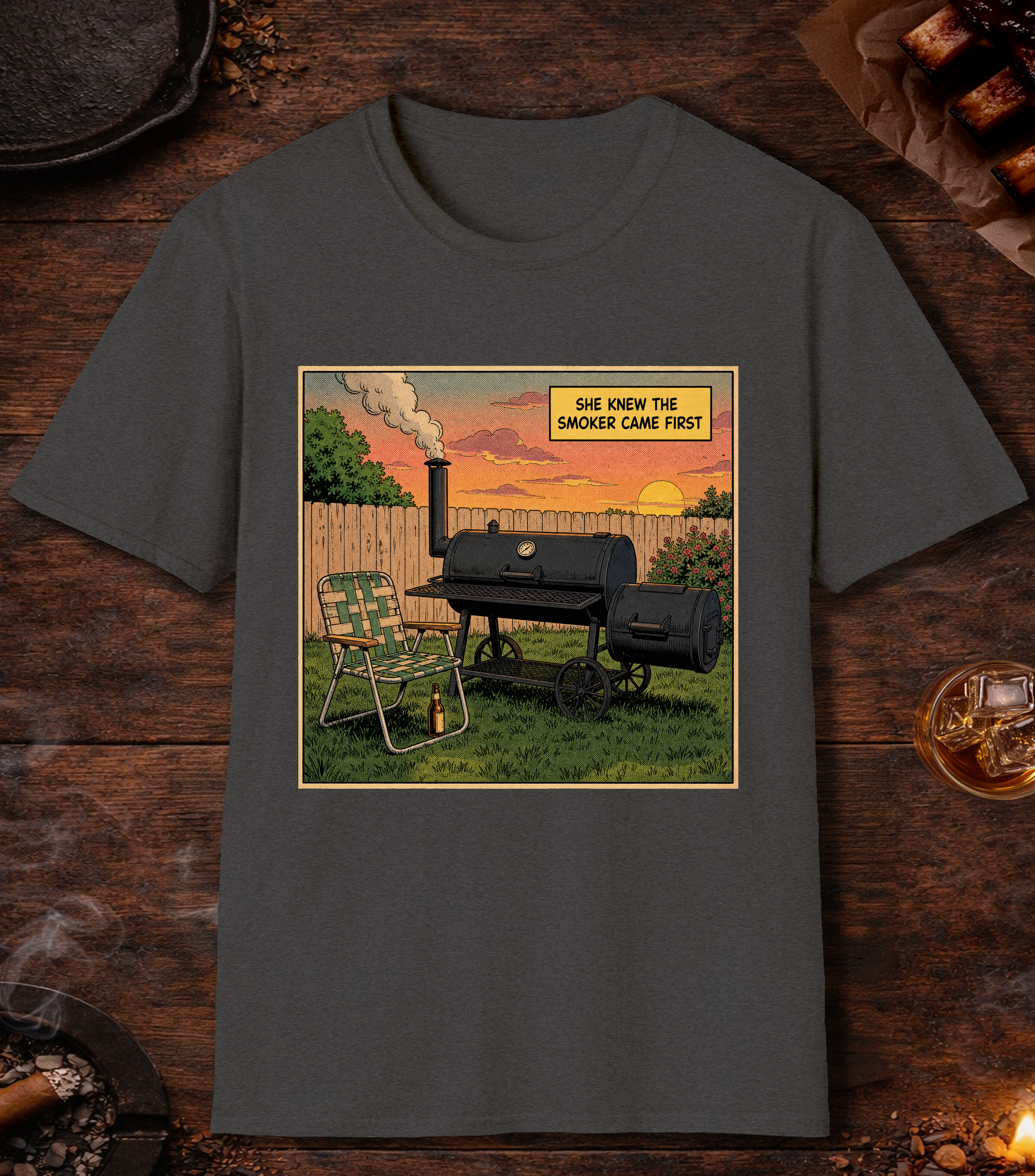 Smoker Came First T-Shirt - Dark Heather