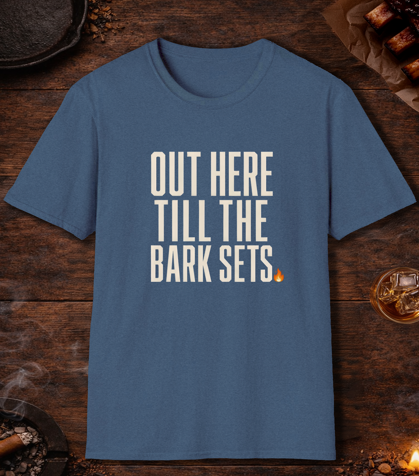 Till the Bark Sets T-Shirt - Heather Indigo