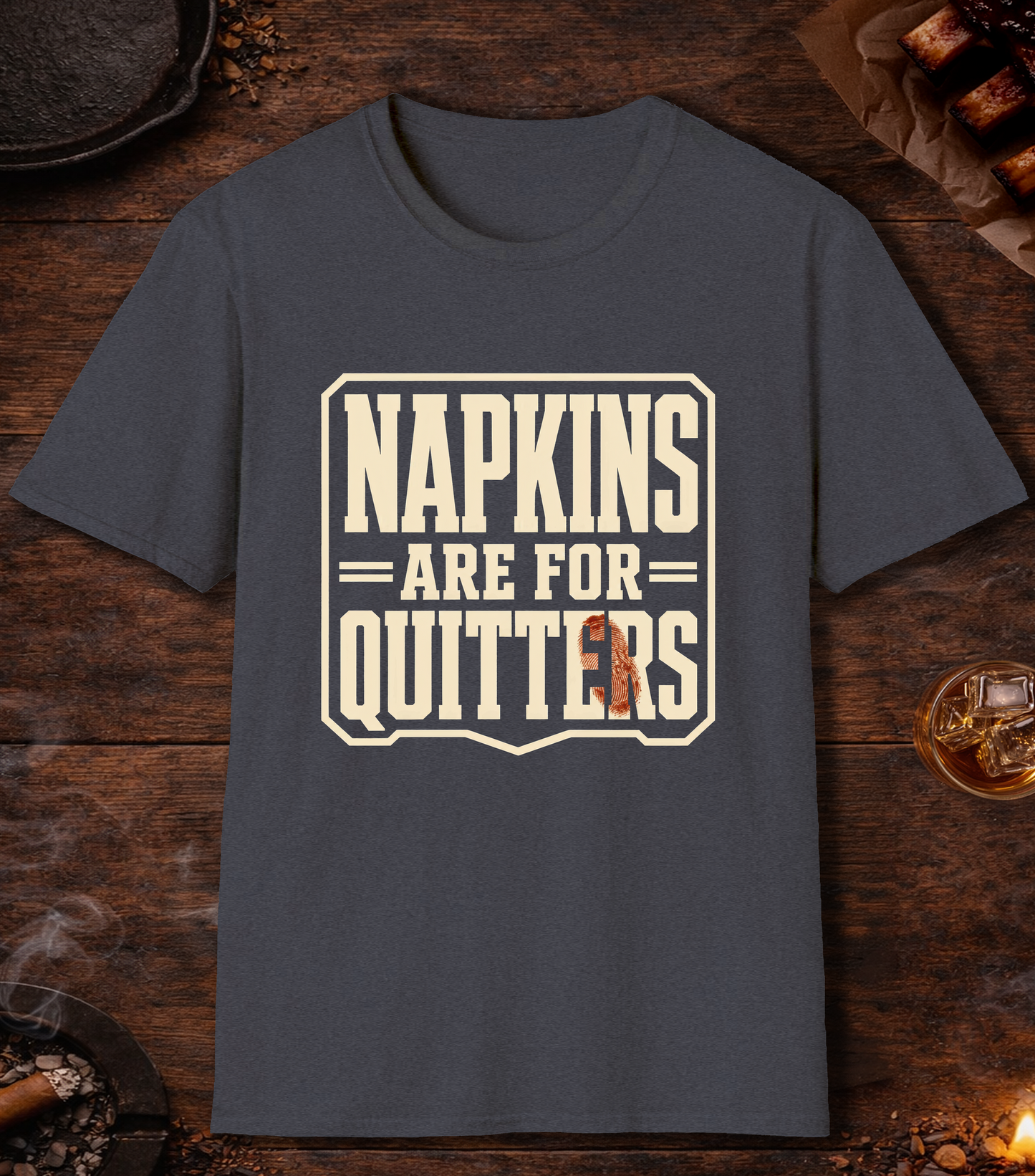 Napkins for Quitters T-Shirt - Heather Navy