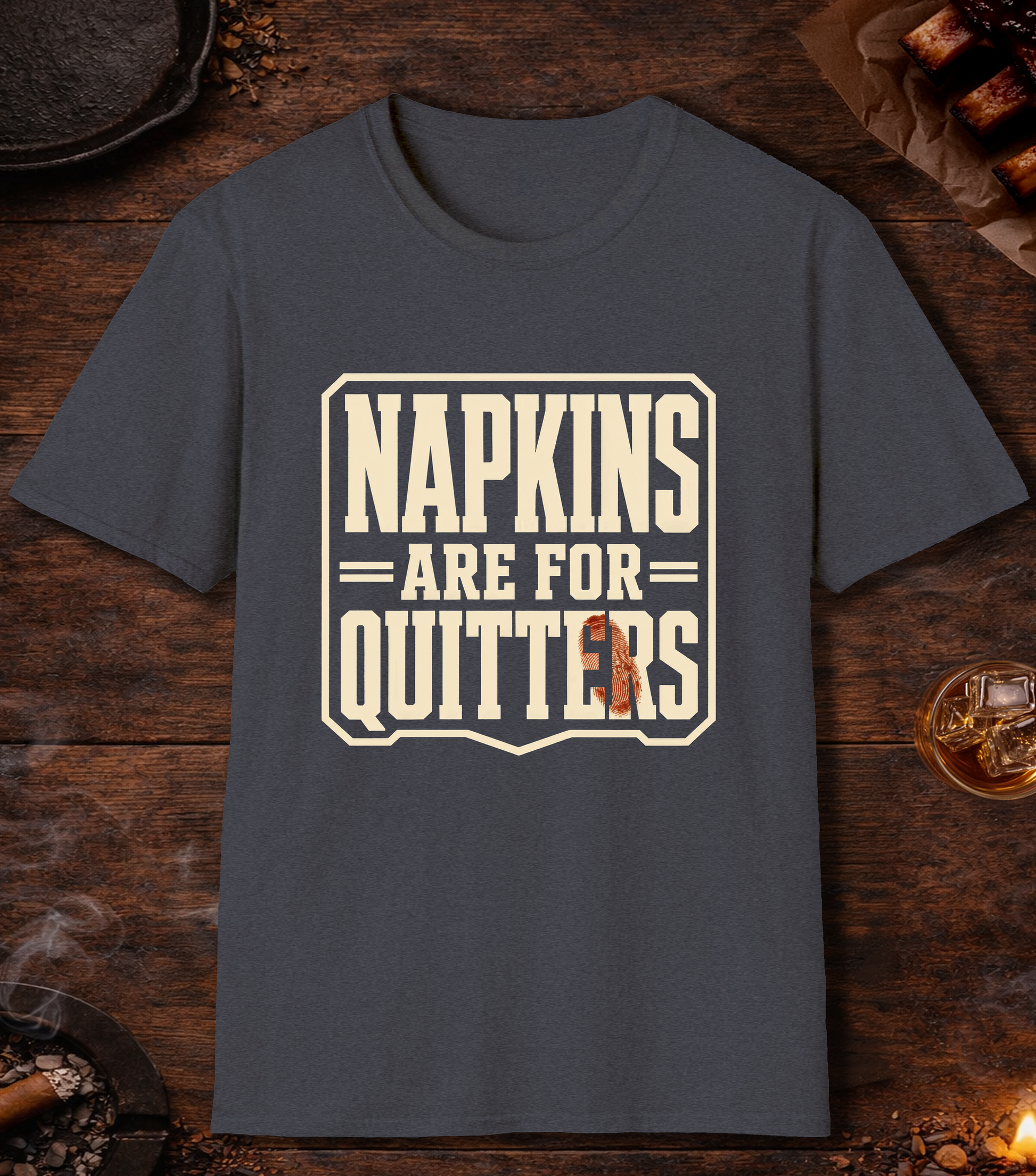 Napkins for Quitters T-Shirt - Heather Navy