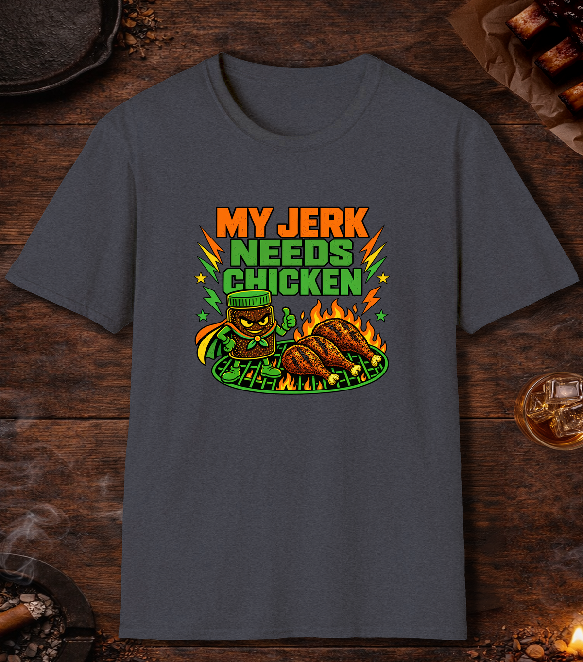 Jerk Needs Chicken - Heather Navy