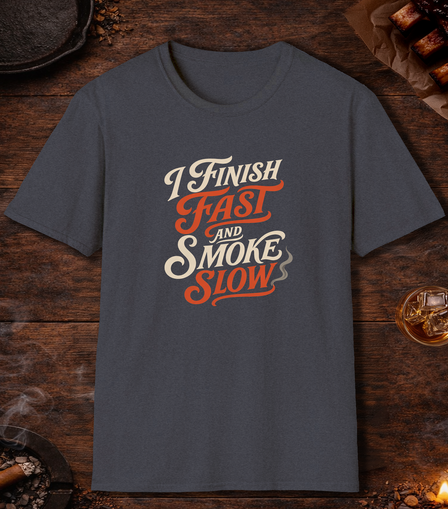 Finish Fast Smoke Slow T-Shirt - Heather Navy
