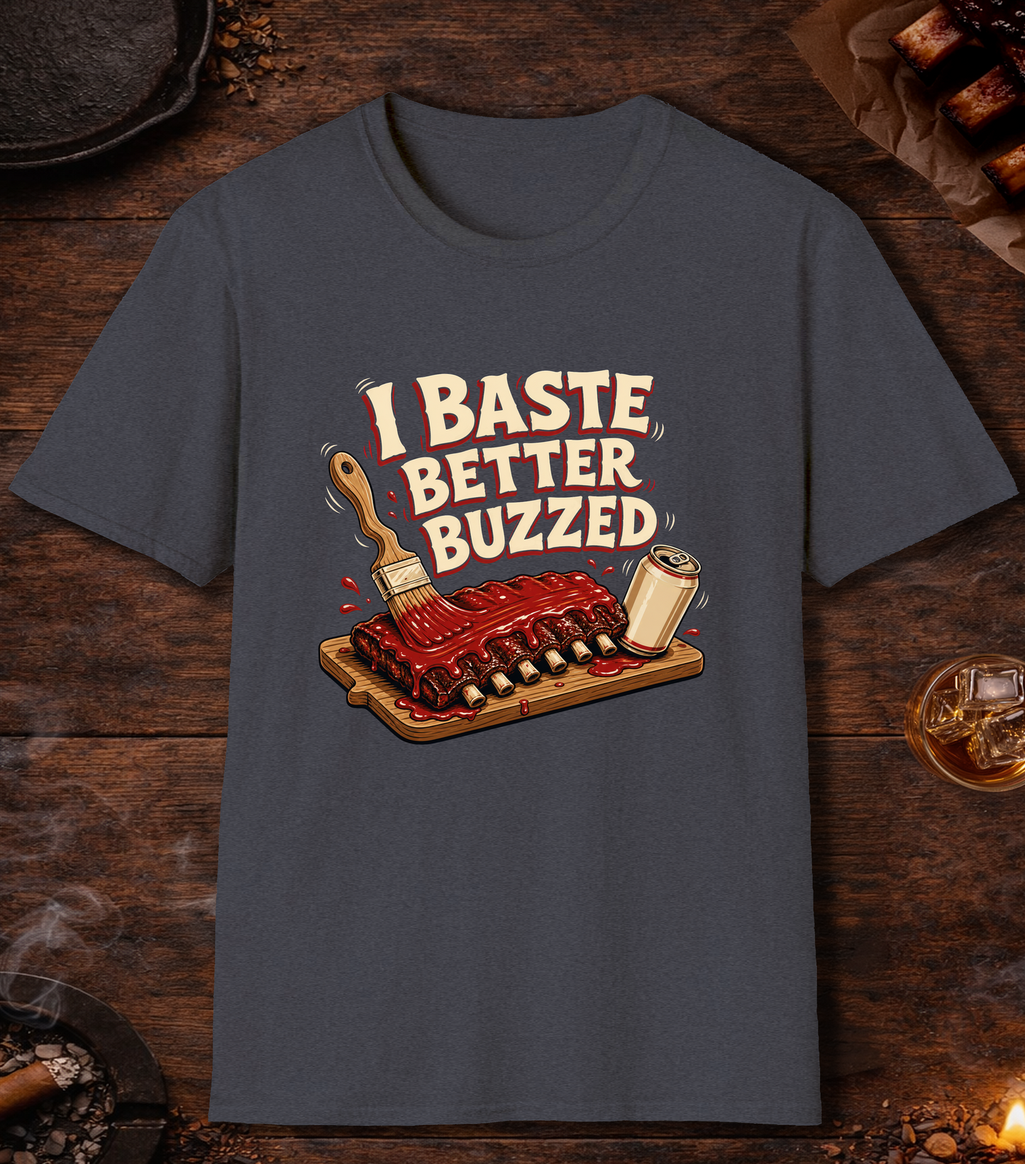 I Baste Better Buzzed - Heather Navy