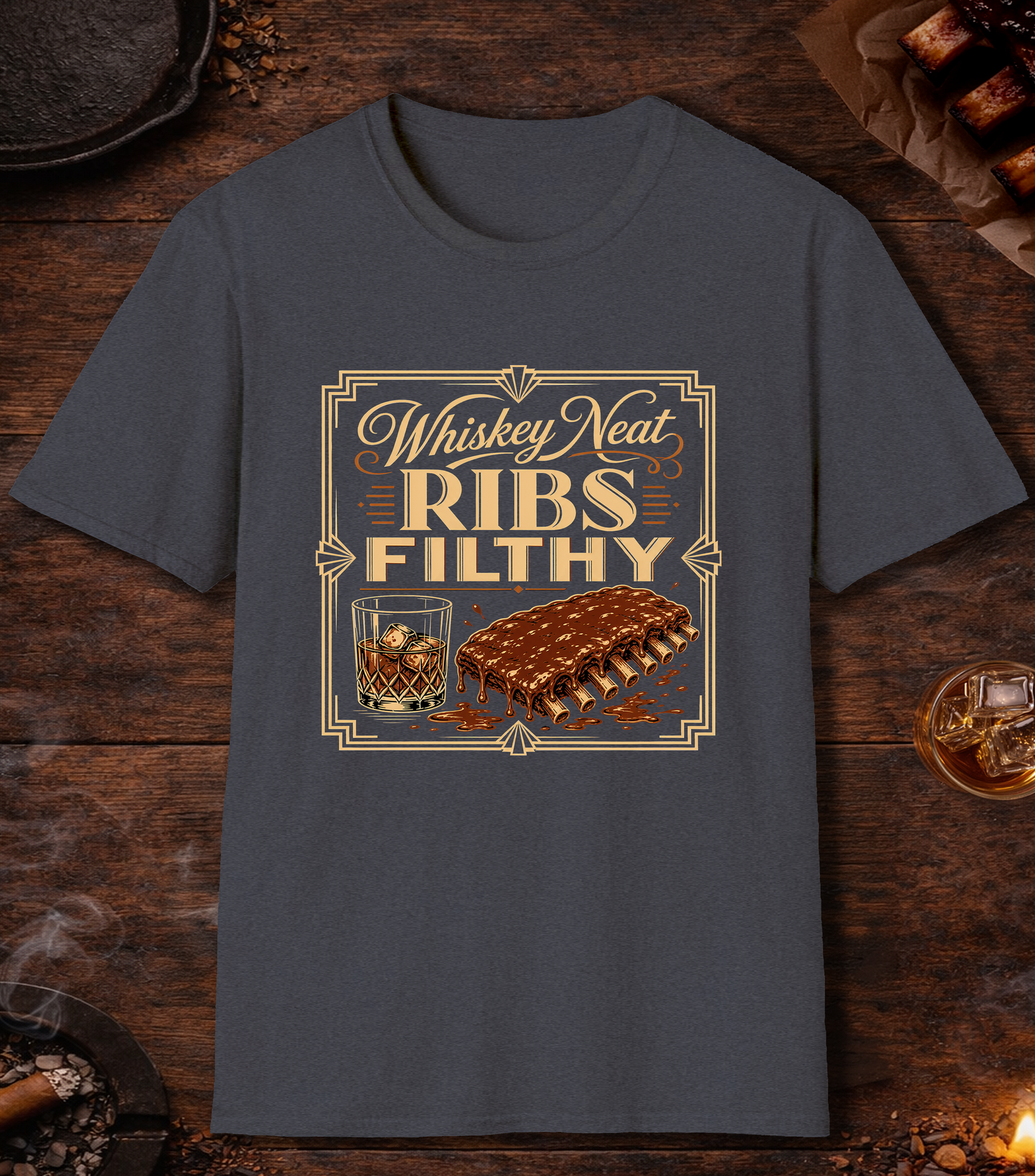 Whiskey Neat Ribs Filthy - Heather Navy