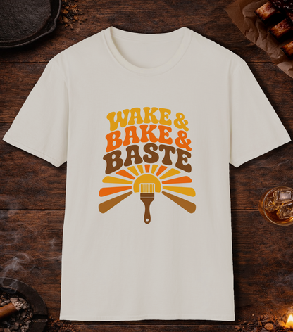 Wake and Bake and Baste T-Shirt - Ice Grey