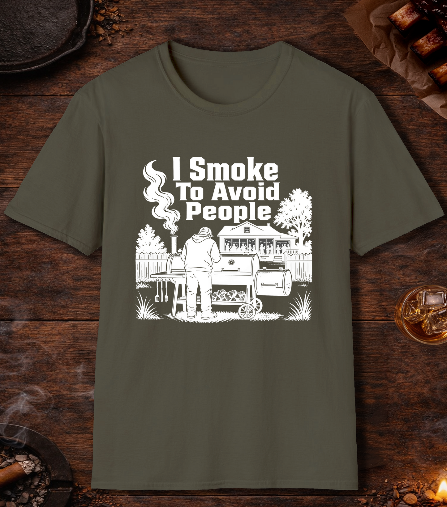 I Smoke To Avoid People - Military Green