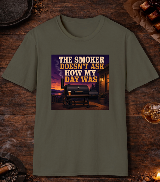 Doesn't Ask About My Day T-Shirt - Military Green