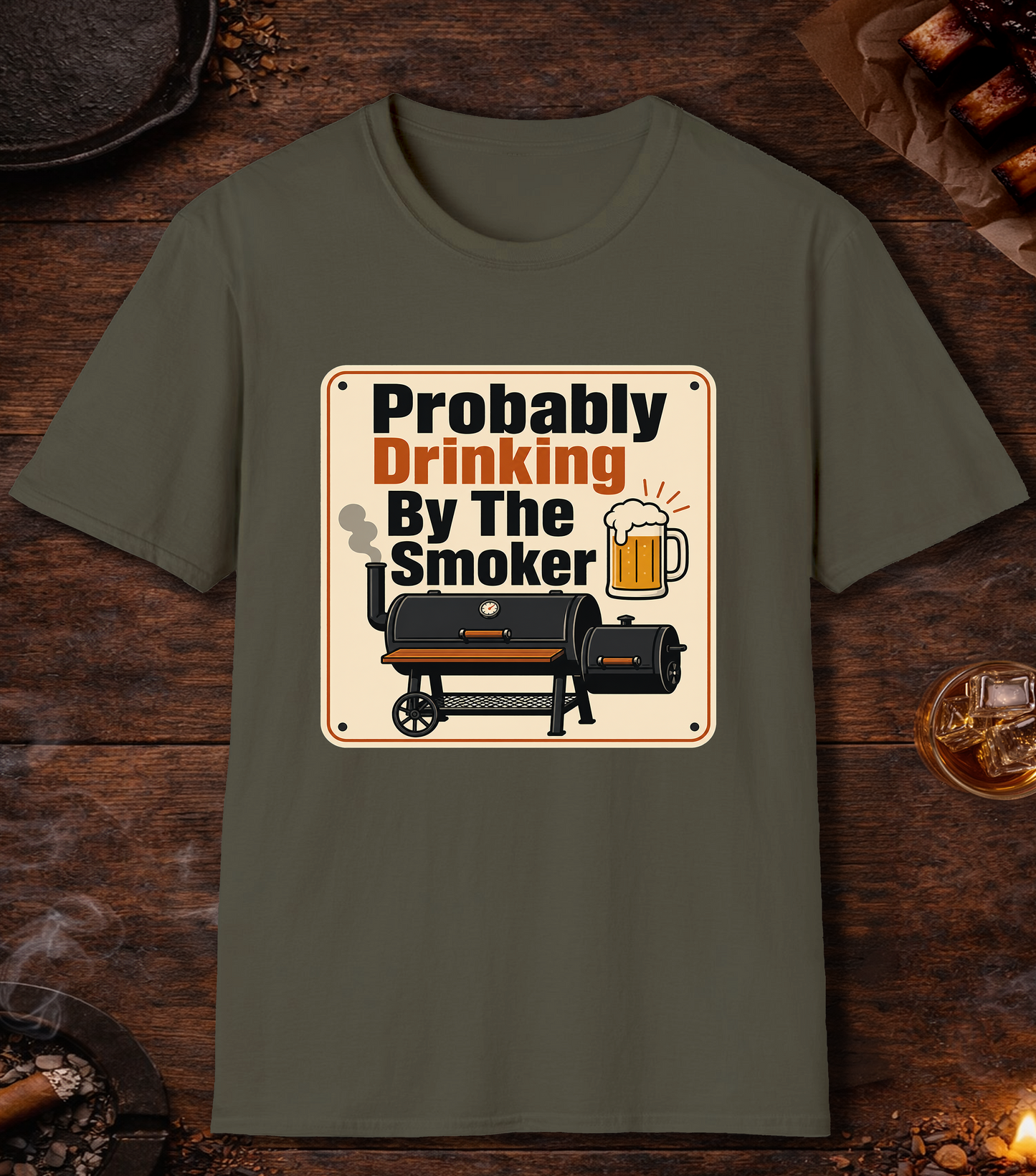 Probably Drinking By The Smoker - Military Green