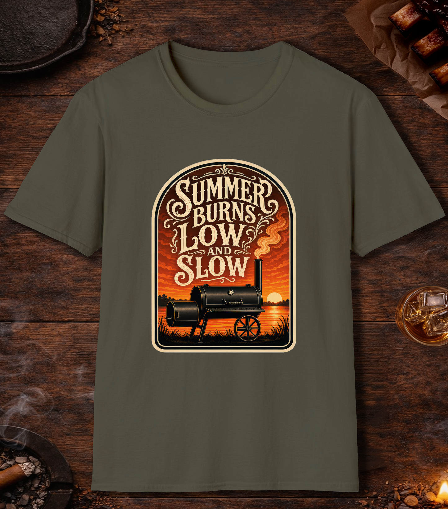 Summer Burns Low Slow T-Shirt - Military Green