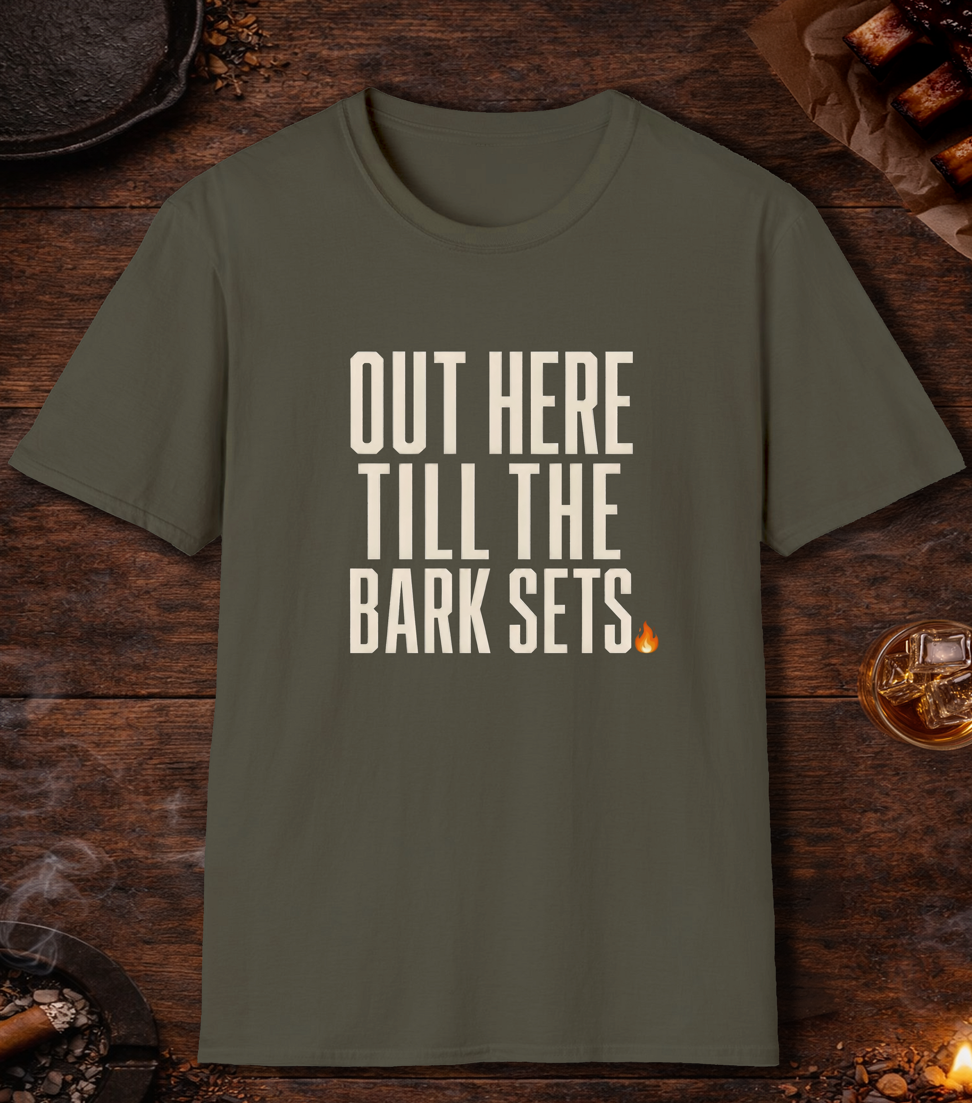 Till the Bark Sets T-Shirt - Military Green