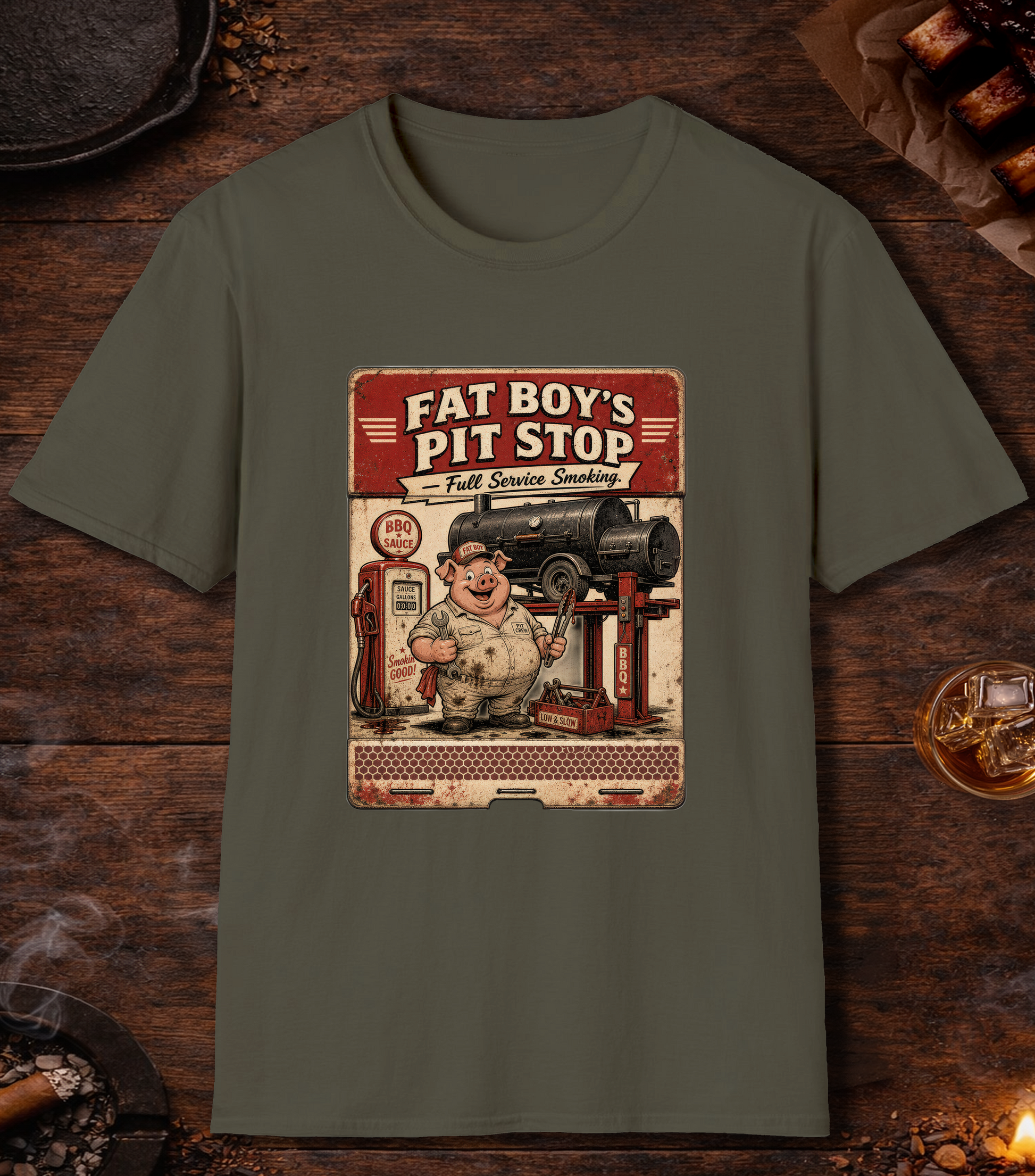 Fat Boy's Matchbook T-Shirt - Military Green