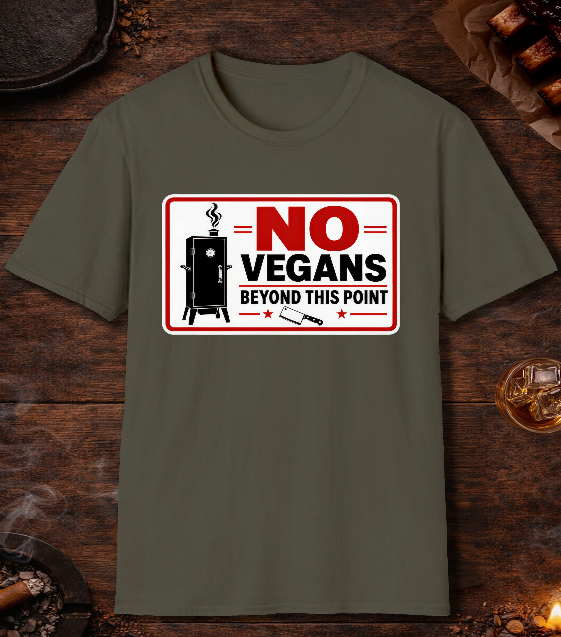 No Vegans T-Shirt - Military Green