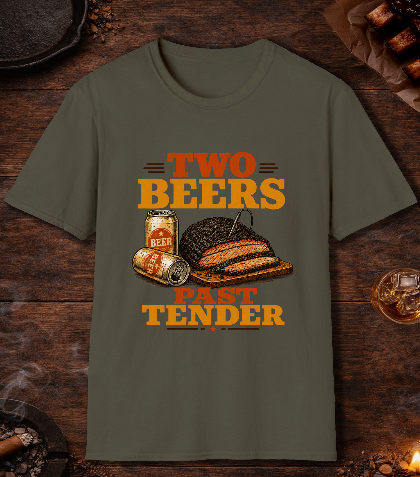 Two Beers Past Tender - Military Green