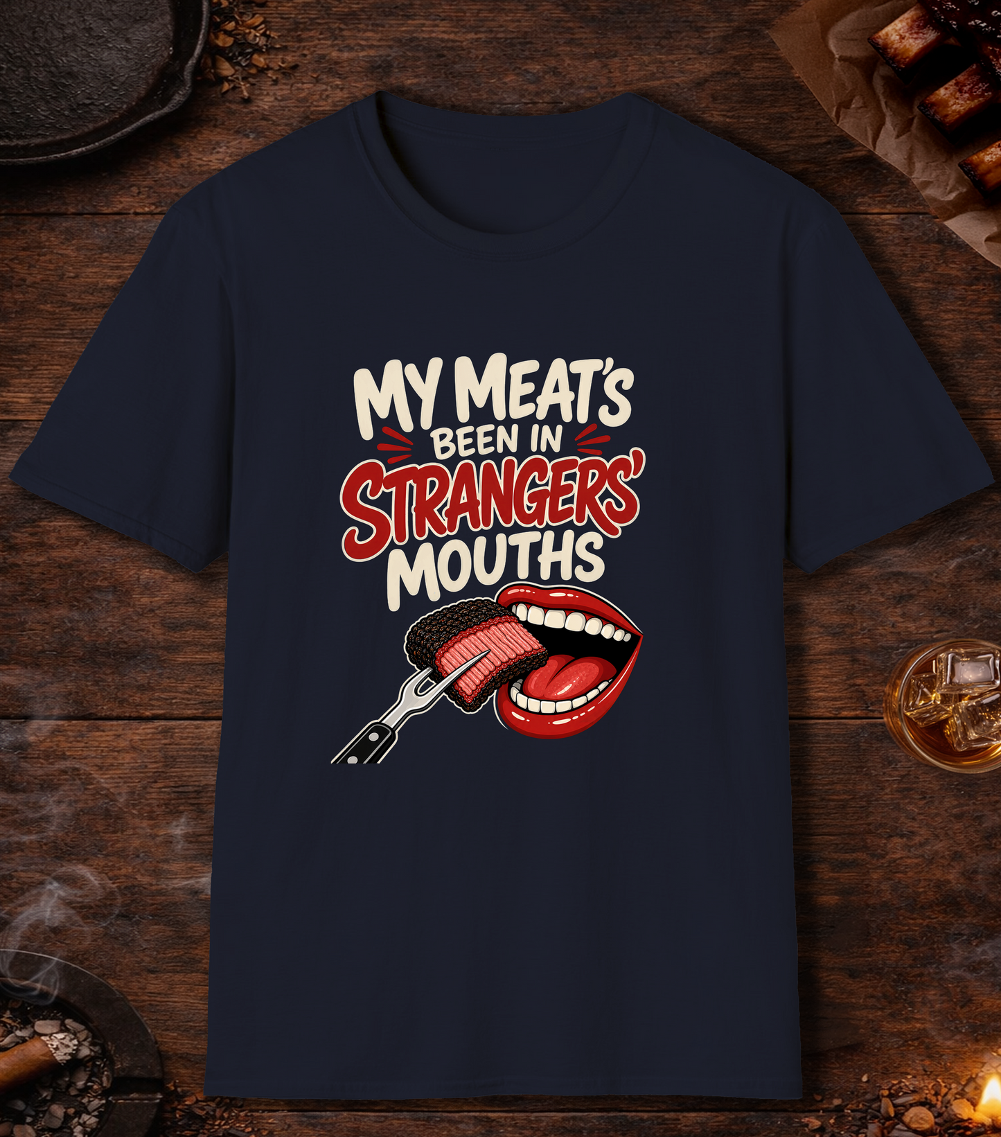 Meat in Strangers Mouths T-Shirt - Navy