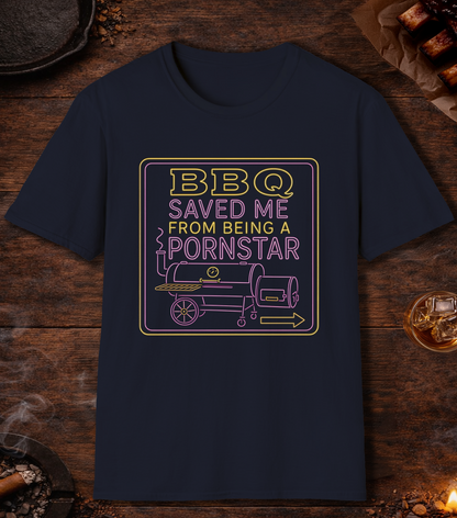 BBQ Saved Me Neon T-Shirt - Navy