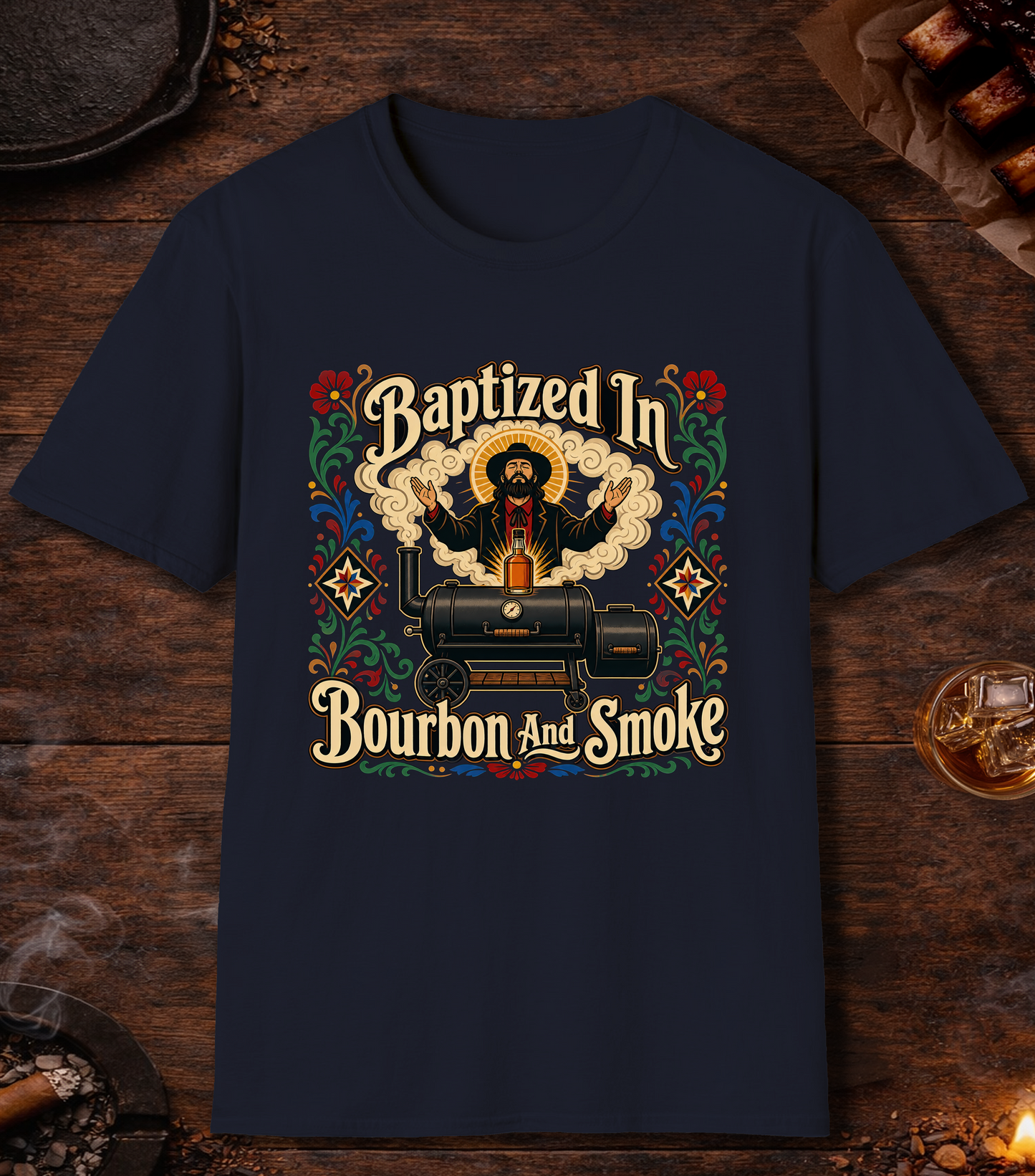Baptized In Bourbon And Smoke - Navy