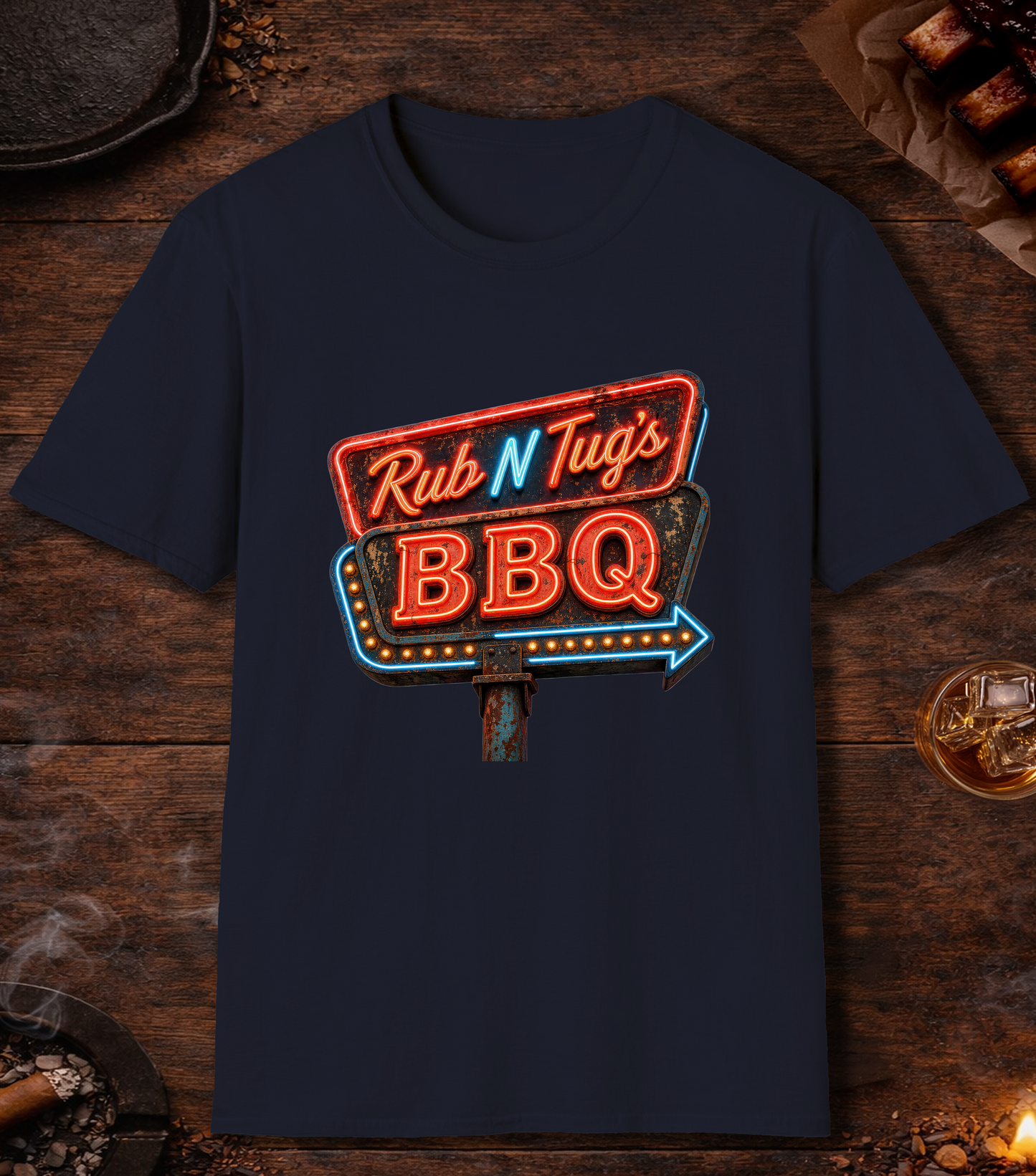 Rub N Tugs BBQ T-Shirt - Navy