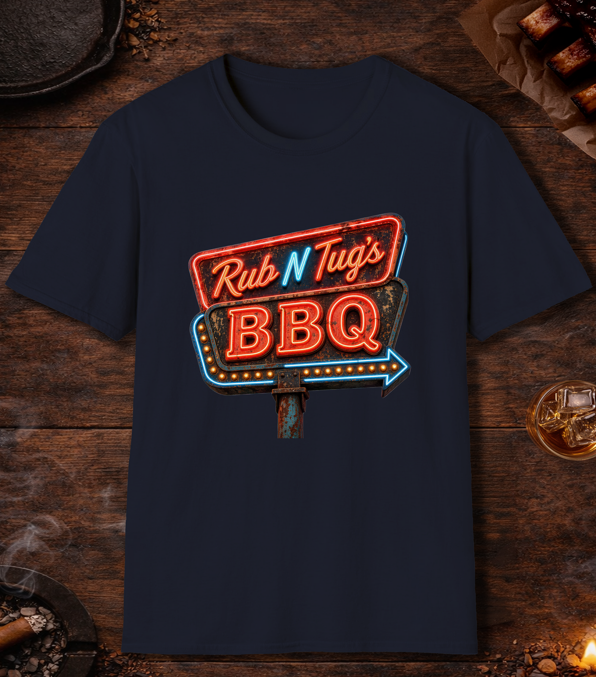 Rub N Tugs BBQ T-Shirt - Navy