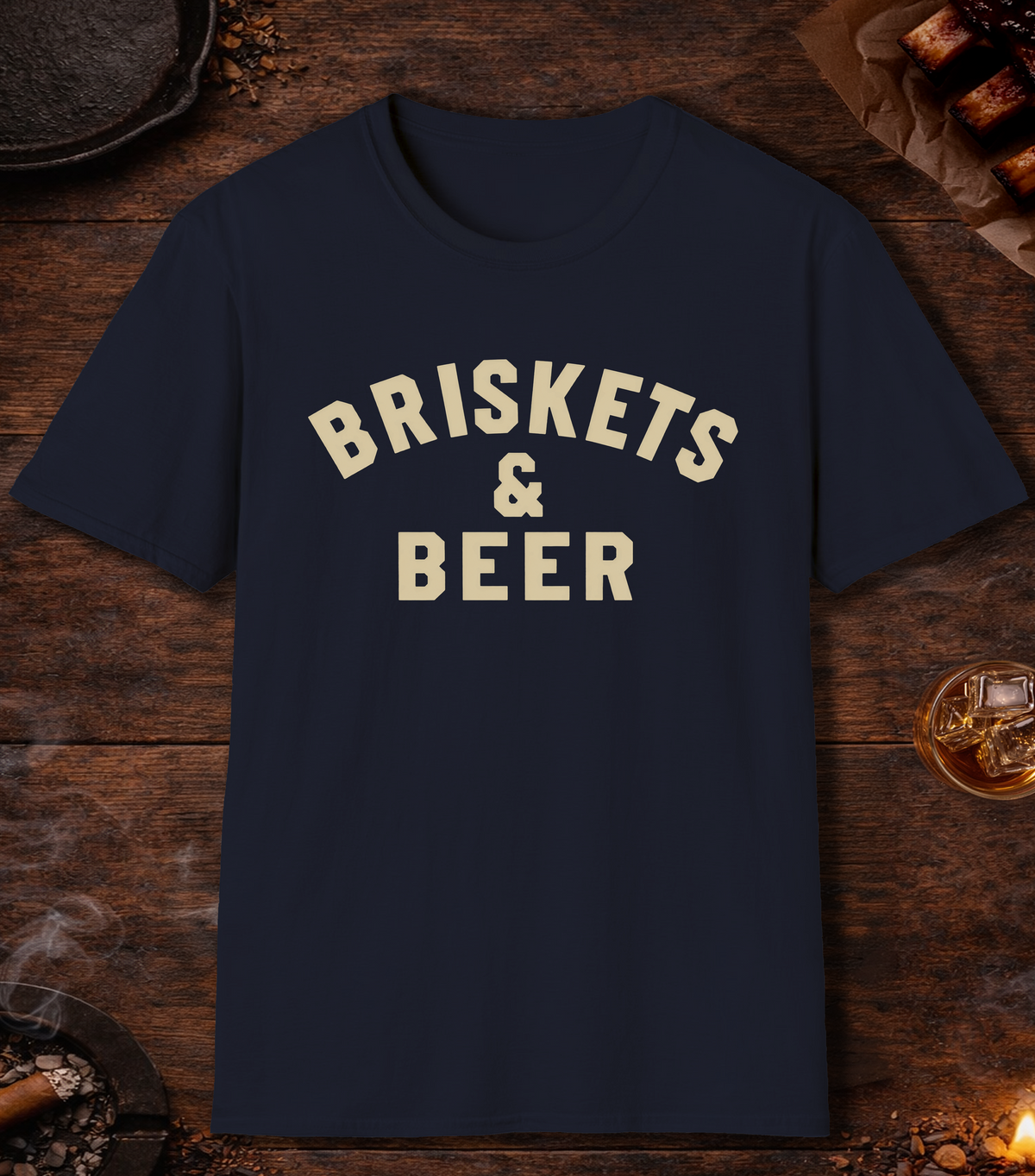 Briskets And Beer T-Shirt - Navy