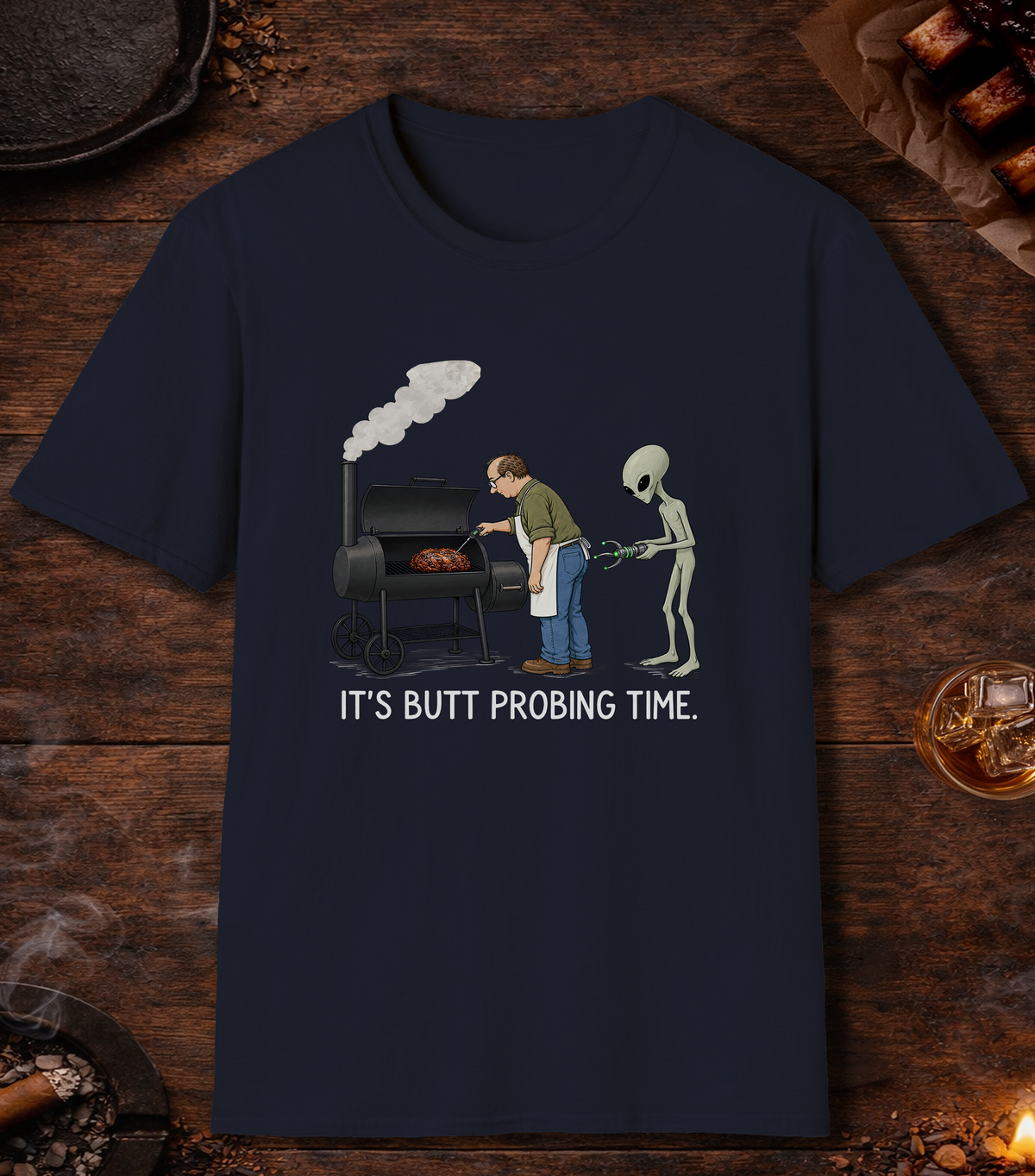 Butt Probing Time T-Shirt - Navy