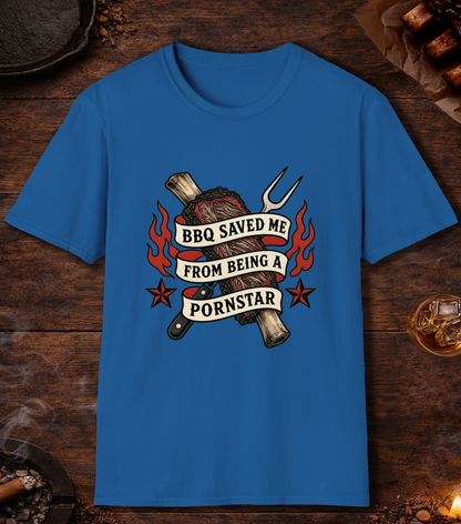 BBQ Saved Me Tattoo T-Shirt - Royal