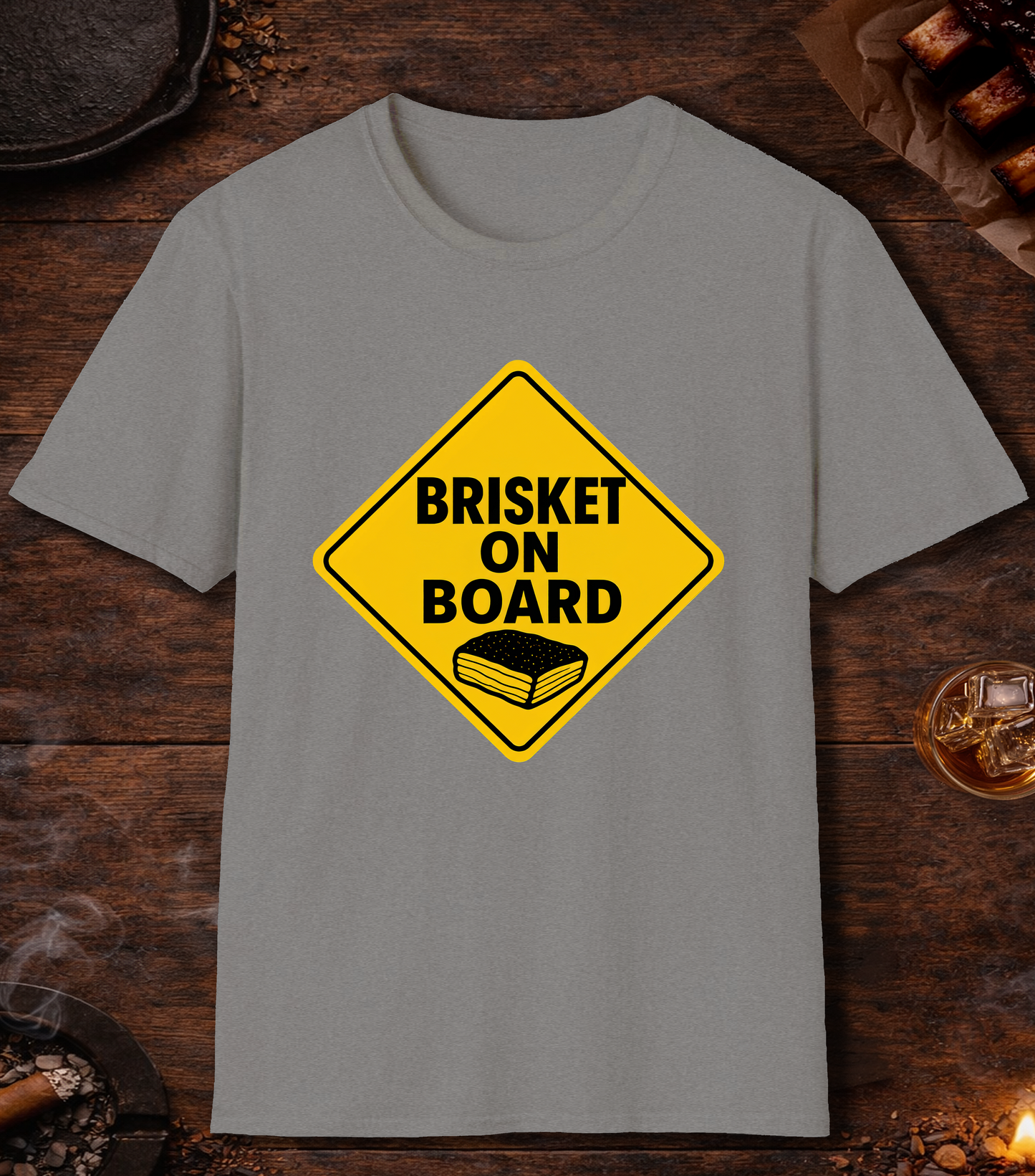 Brisket on Board T-Shirt - Sport Grey