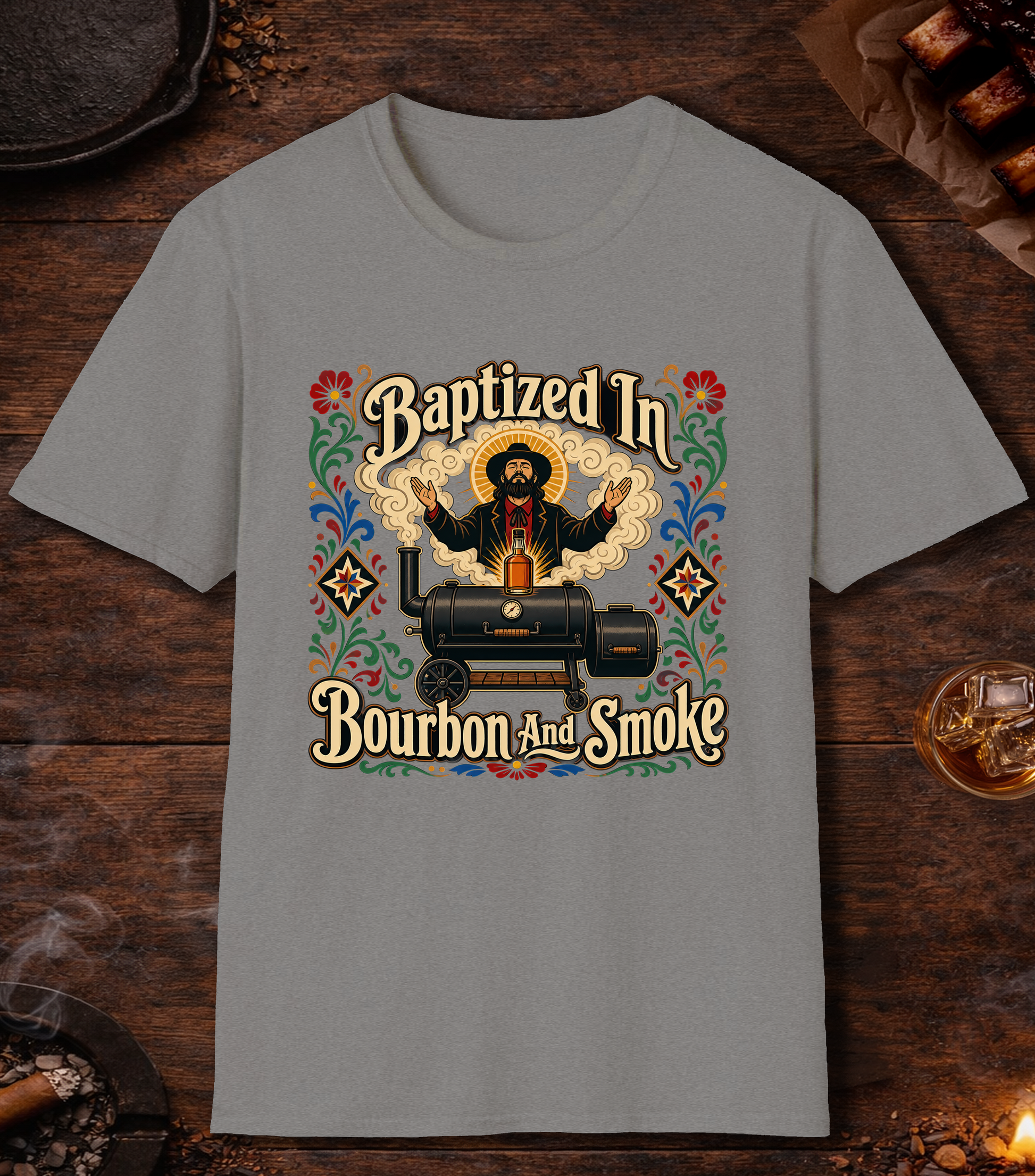 Baptized In Bourbon And Smoke - Sport Grey