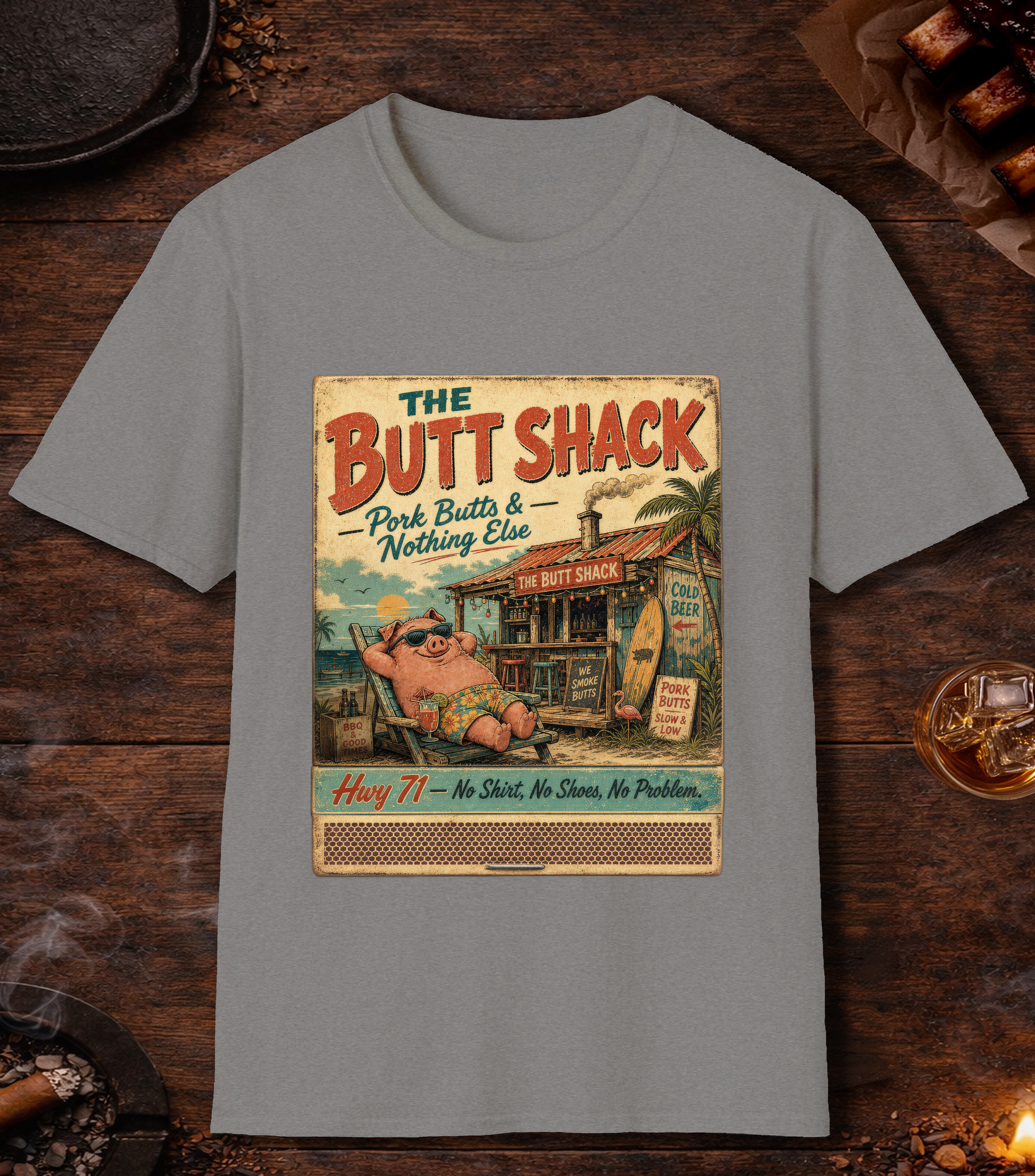 Butt Shack Matchbook T-Shirt - Sport Grey