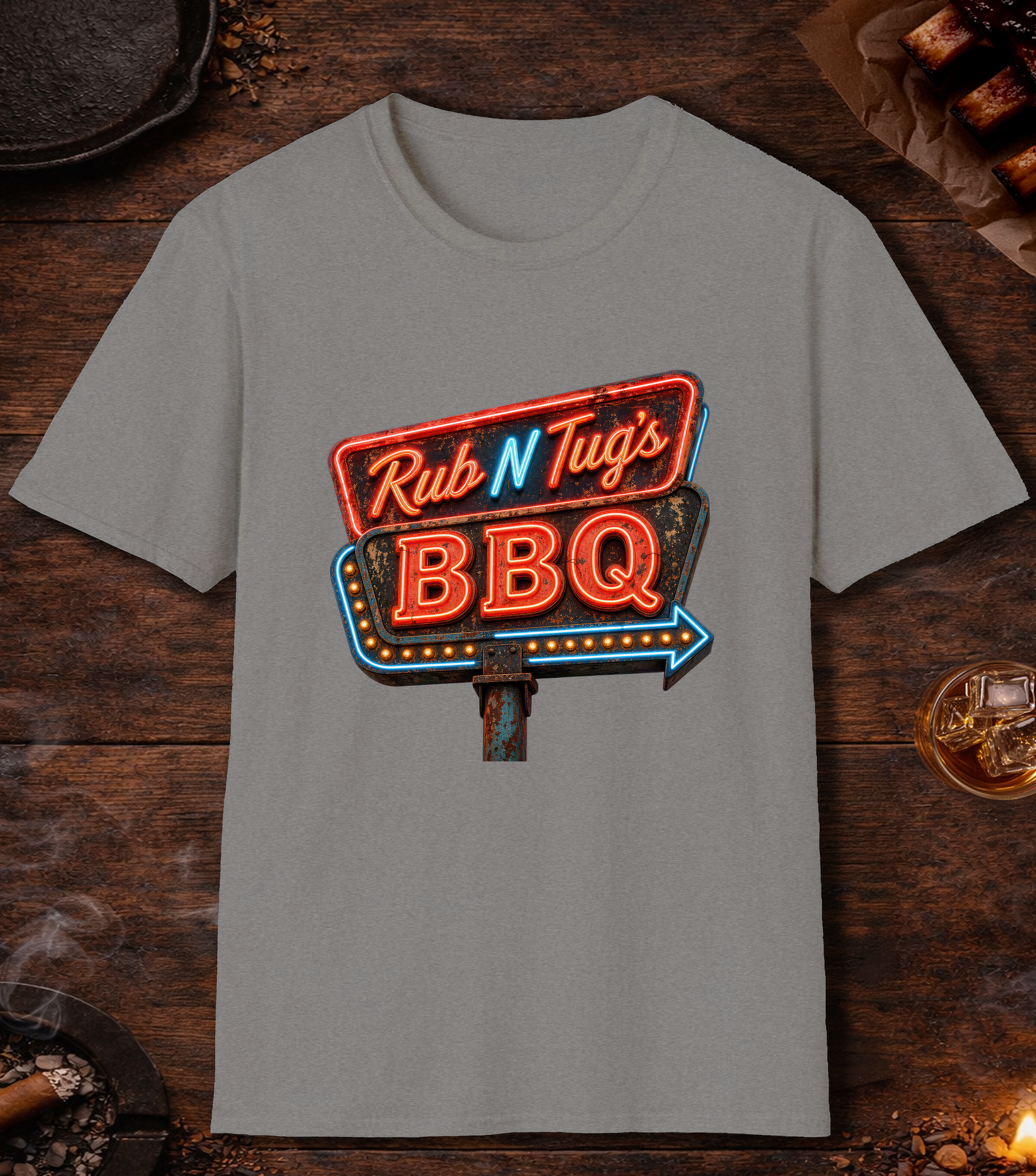 Rub N Tugs BBQ T-Shirt - Sport Grey