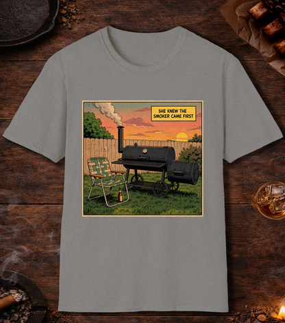 Smoker Came First T-Shirt - Sport Grey