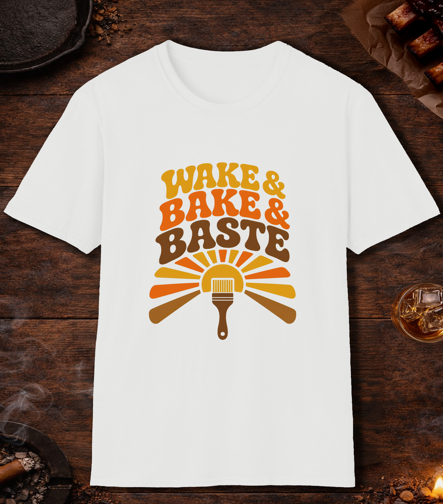 Wake and Bake and Baste T-Shirt - White
