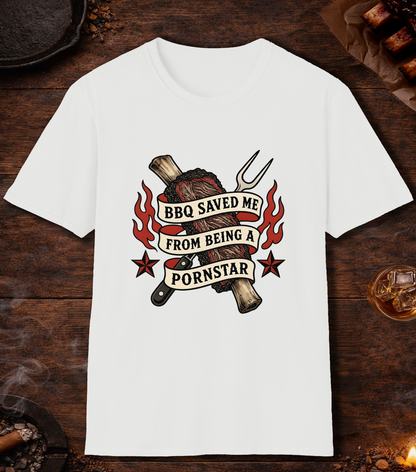BBQ Saved Me Tattoo T-Shirt - White