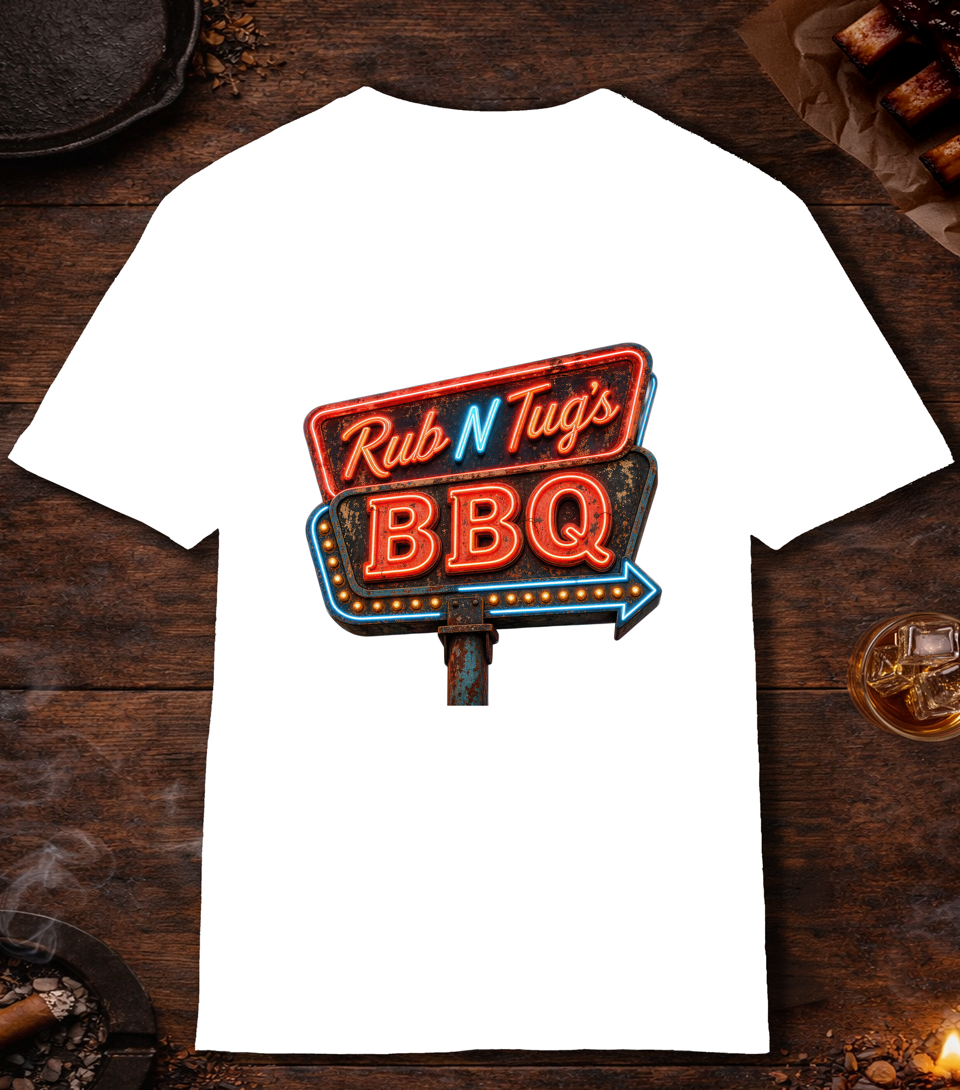 Rub N Tugs BBQ T-Shirt - White